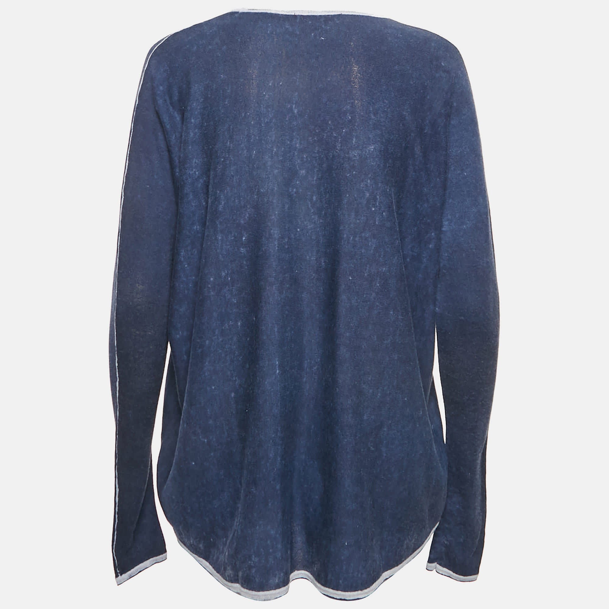 Blue Silk Knit Sweatshirt One Size