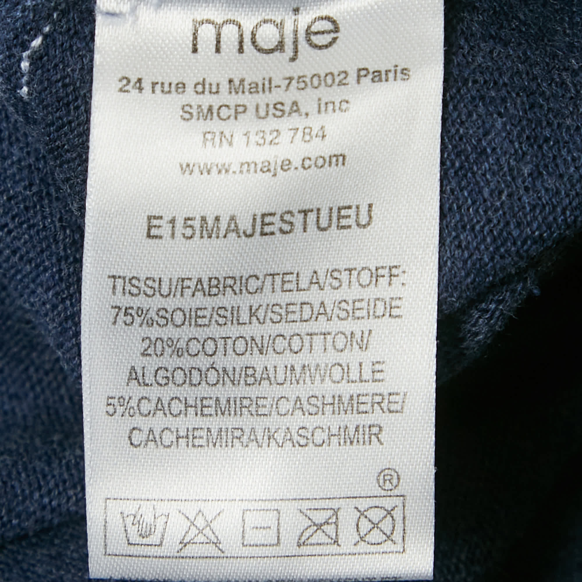 Blue Silk Knit Sweatshirt One Size