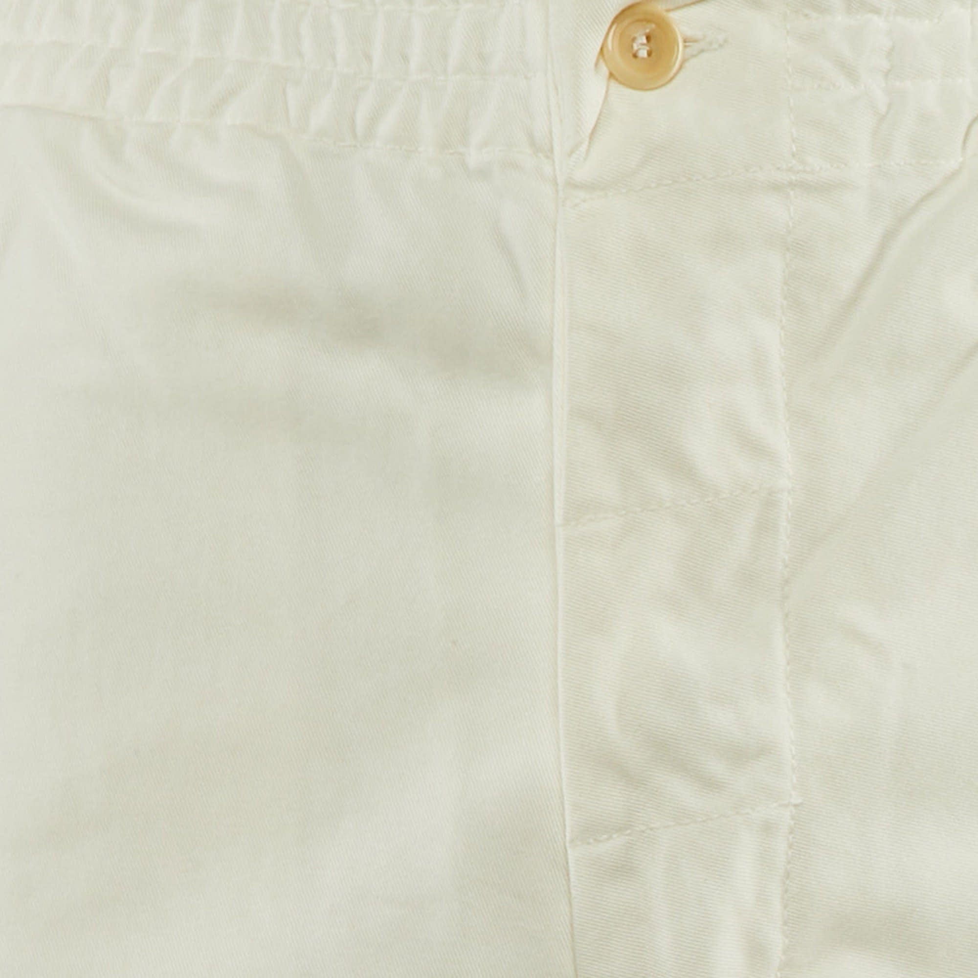 White Cotton Tapered Fit Trousers