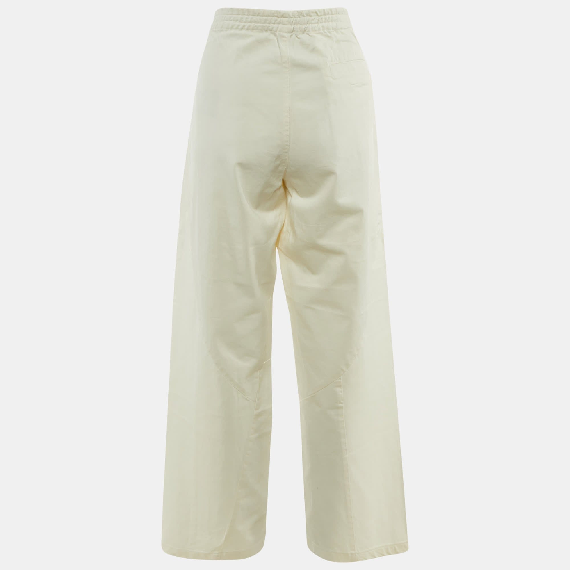 White Cotton Tapered Fit Trousers