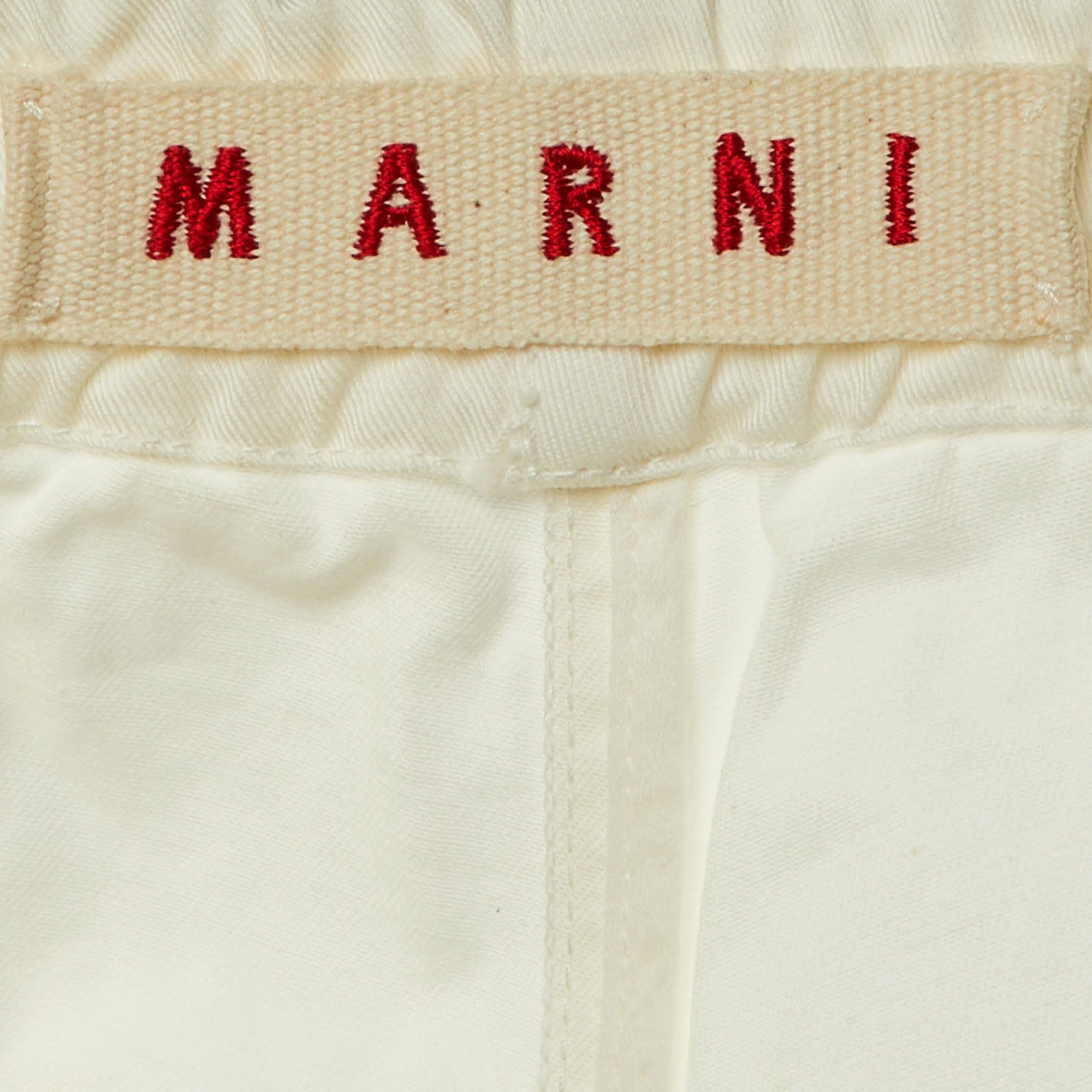White Cotton Tapered Fit Trousers