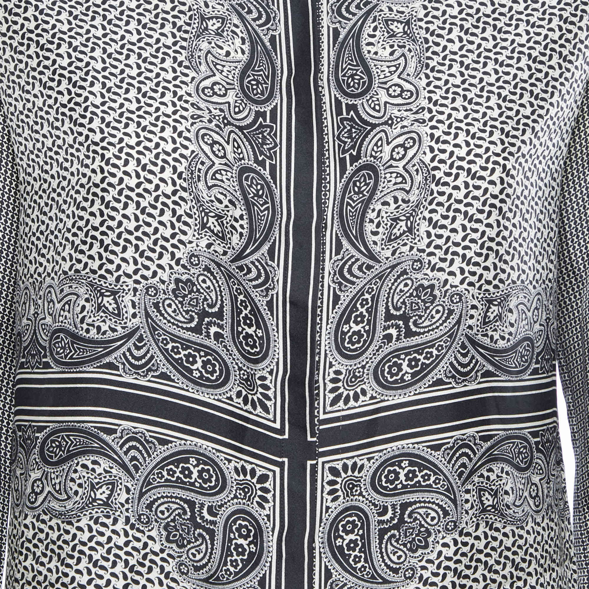 WHITE* Etro Black/white Paisley Print Silk Shirt