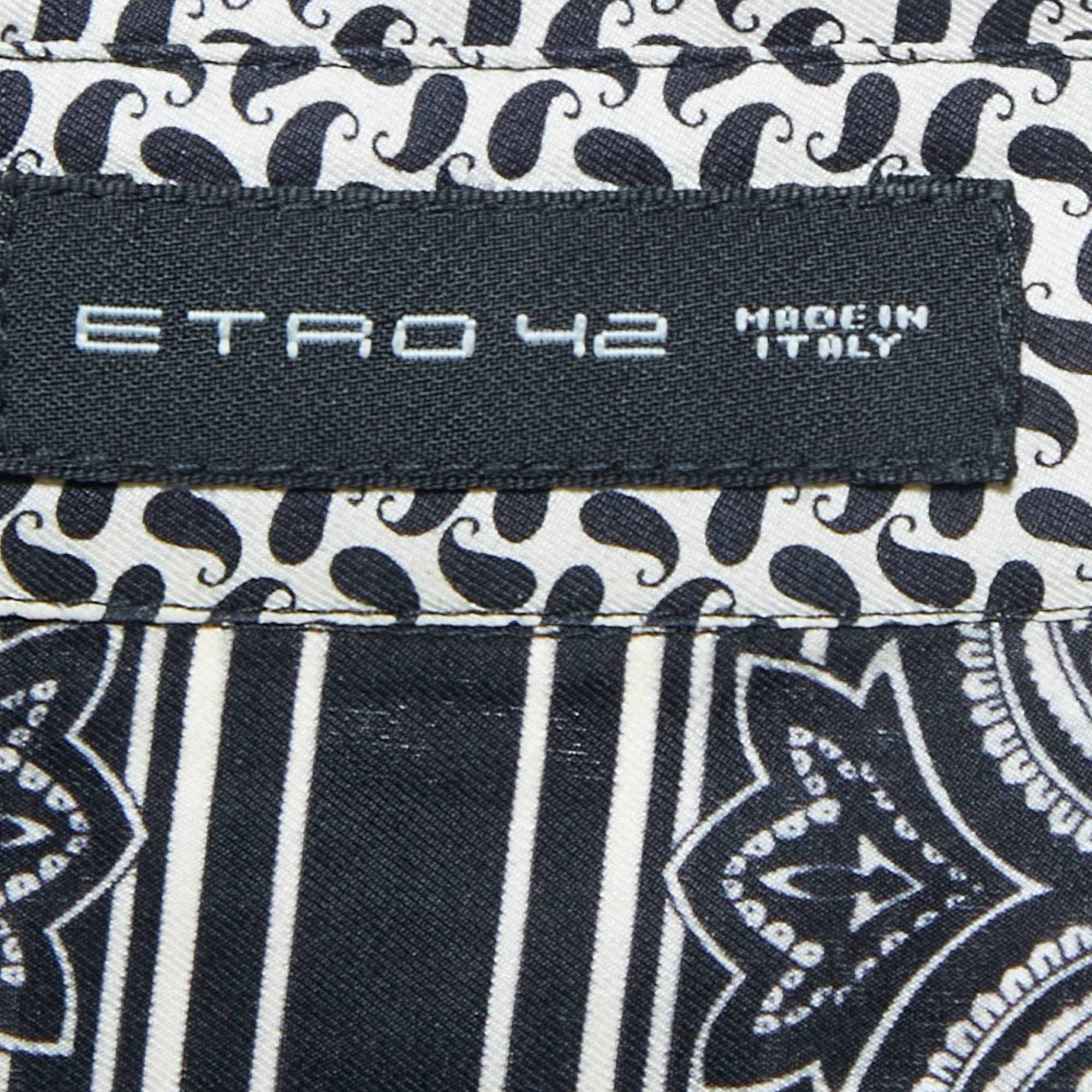 WHITE* Etro Black/white Paisley Print Silk Shirt