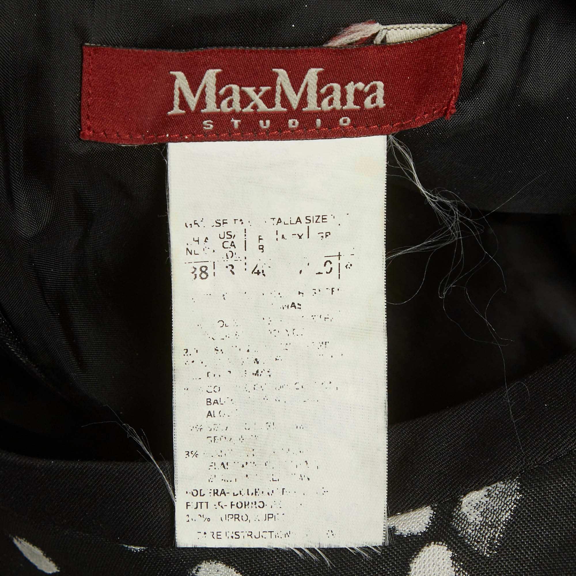 Max Mara Studio Black/white Dotted Flared Mini Dress