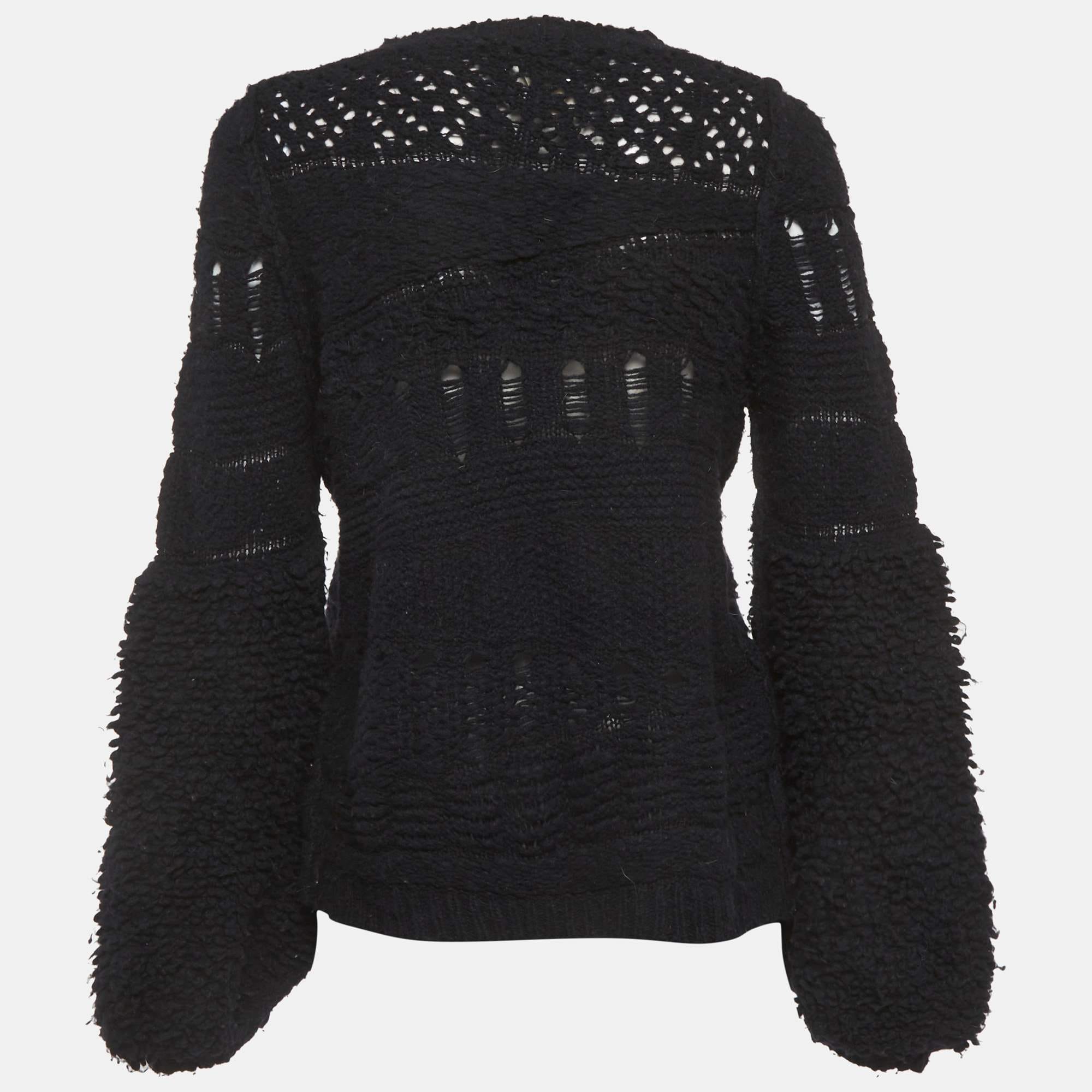 Sonia Rykiel Black Open Knit Sweatshirt