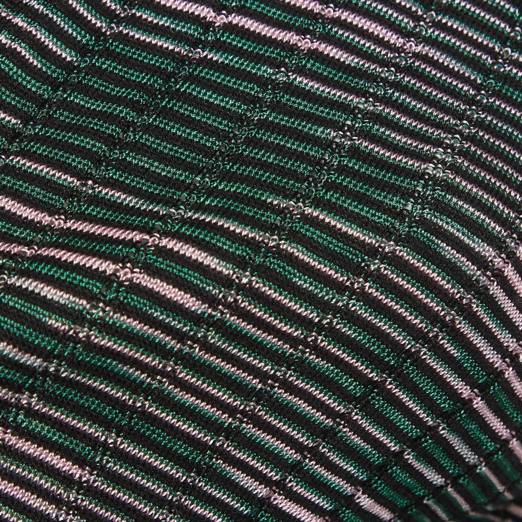 M Missoni Green/pink Knit Open Front Cardigan