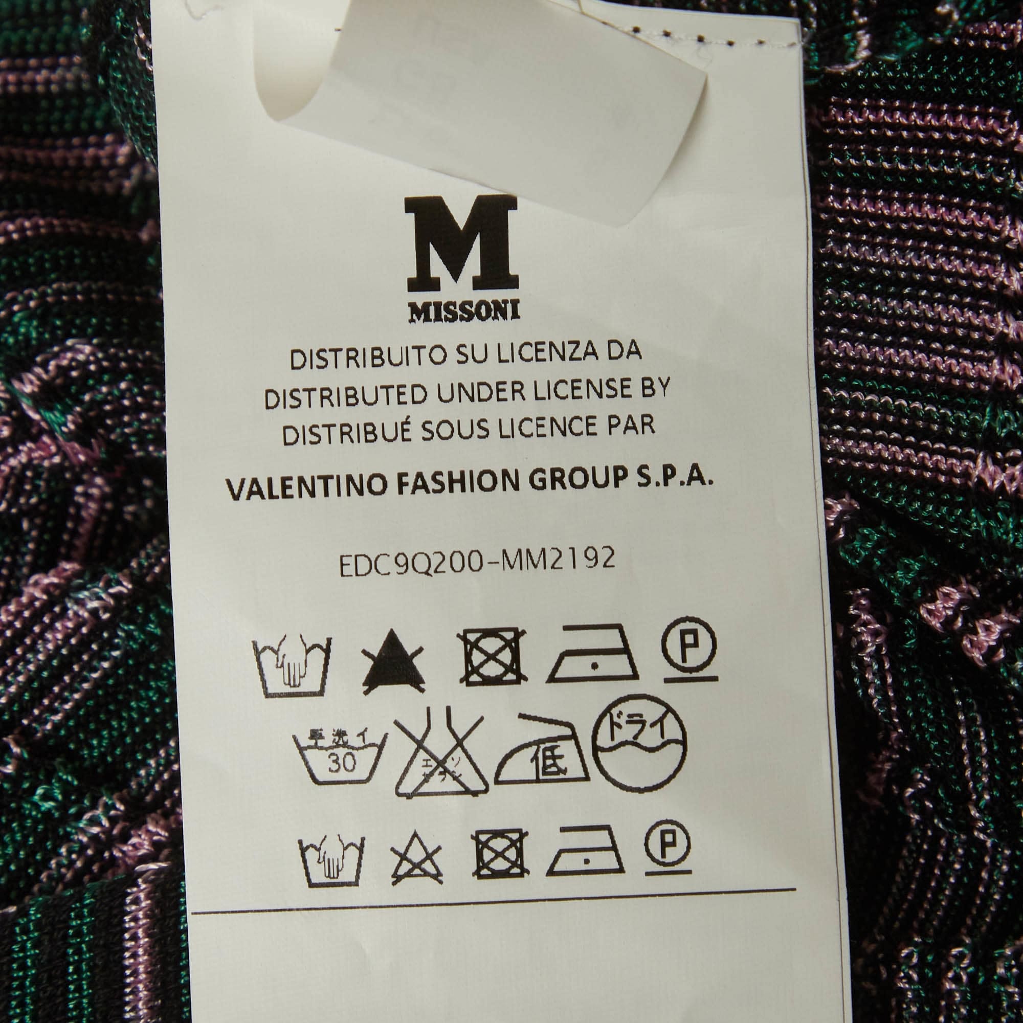 M Missoni Green/pink Knit Open Front Cardigan