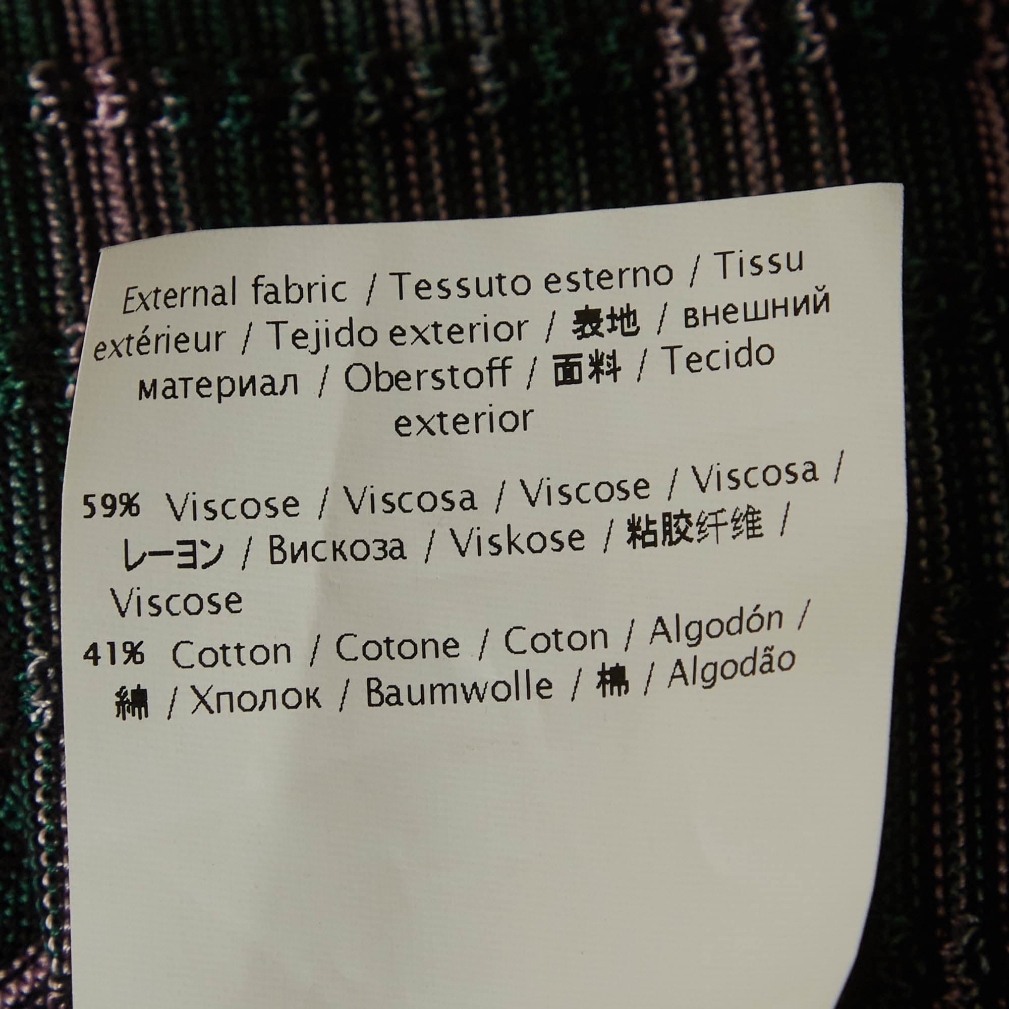 M Missoni Green/pink Knit Open Front Cardigan