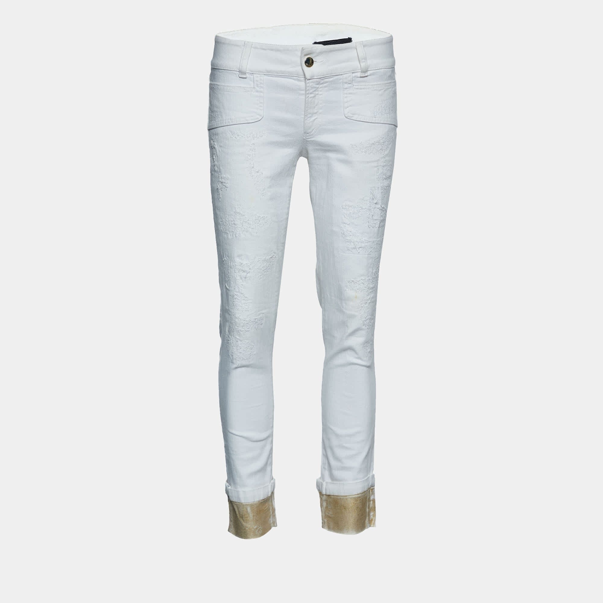 White Denim Cropped Jeans S Waist 30"