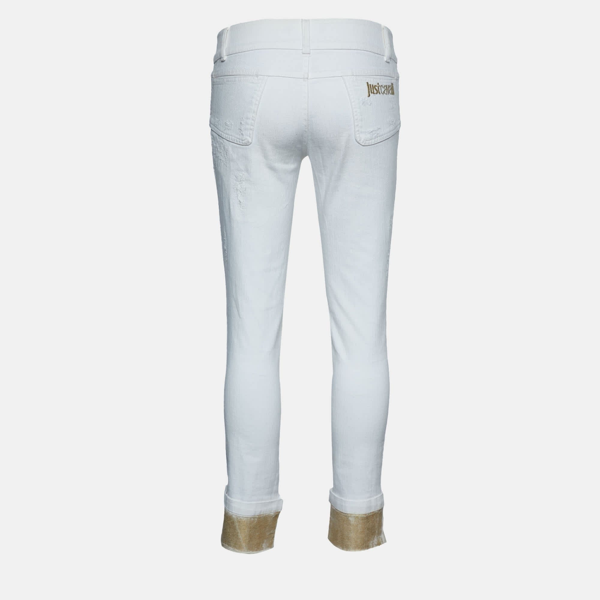 White Denim Cropped Jeans S Waist 30"