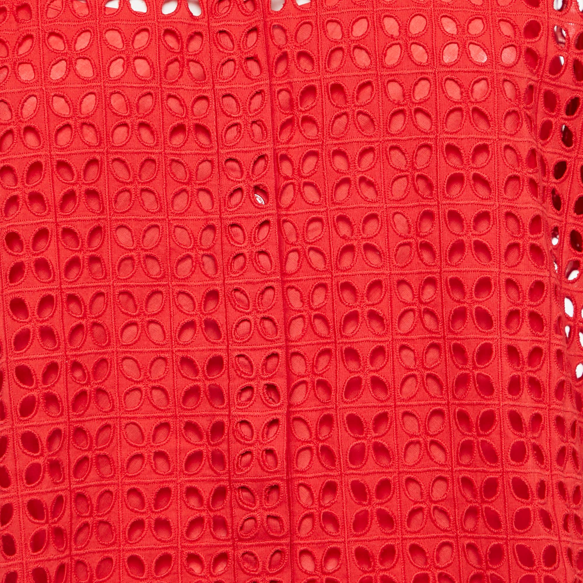 Ch Carolina Herrera Red Cotton Lace Loose Fit Shirt