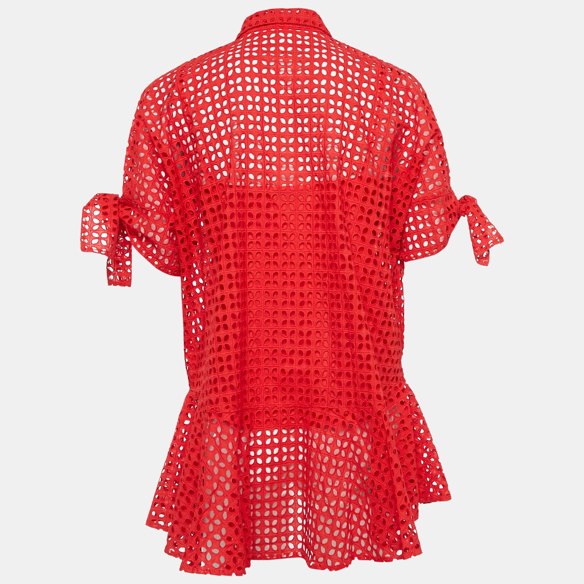 Ch Carolina Herrera Red Cotton Lace Loose Fit Shirt