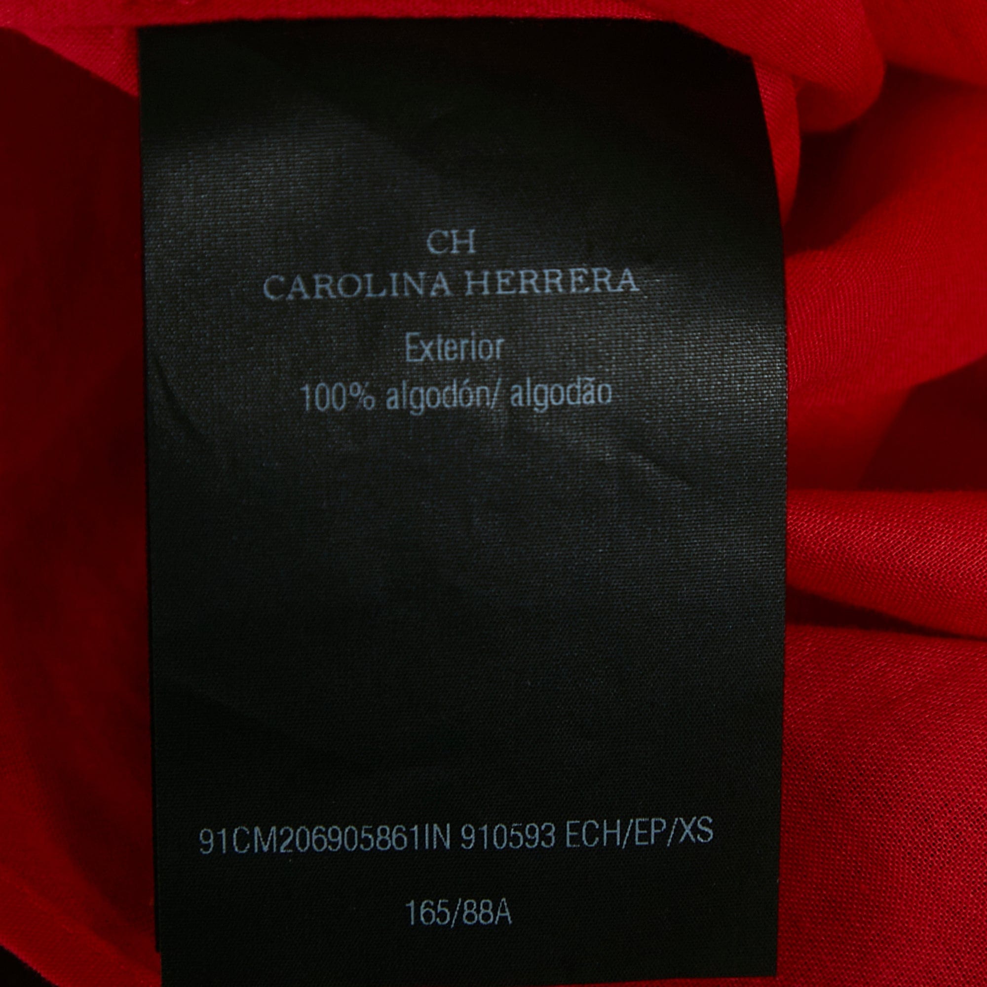 Ch Carolina Herrera Red Cotton Lace Loose Fit Shirt