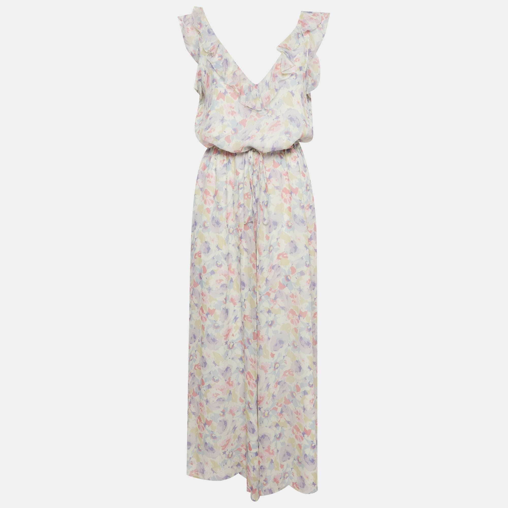 Ralph Lauren Purple Polo Ralph Lauren Purple Floral Print Chiffon Jumpsuit