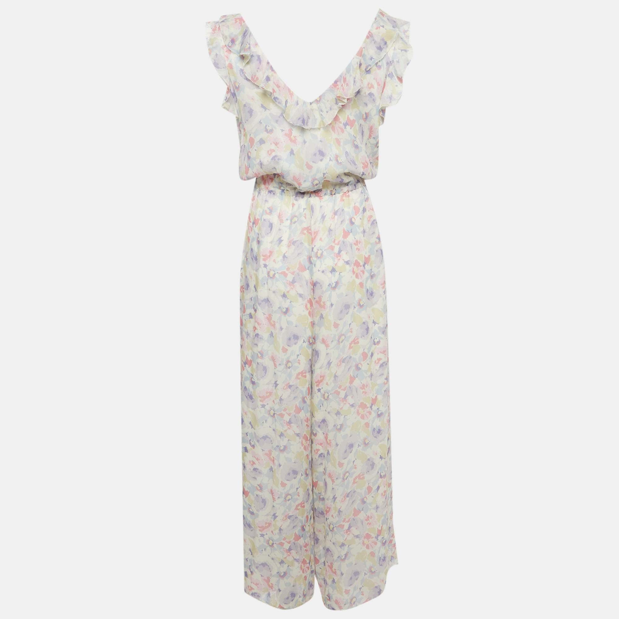 Ralph Lauren Purple Polo Ralph Lauren Purple Floral Print Chiffon Jumpsuit
