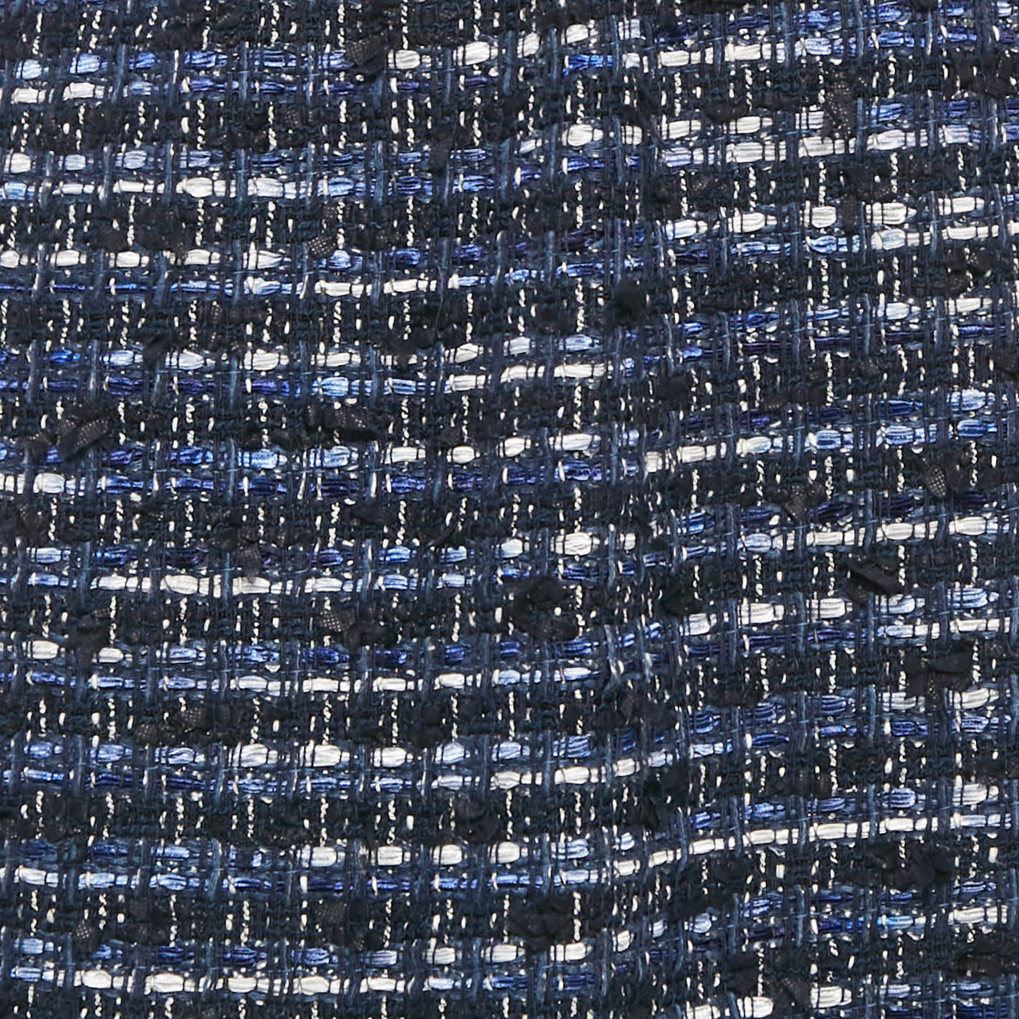 Blue Tweed Fringed Pencil Skirt