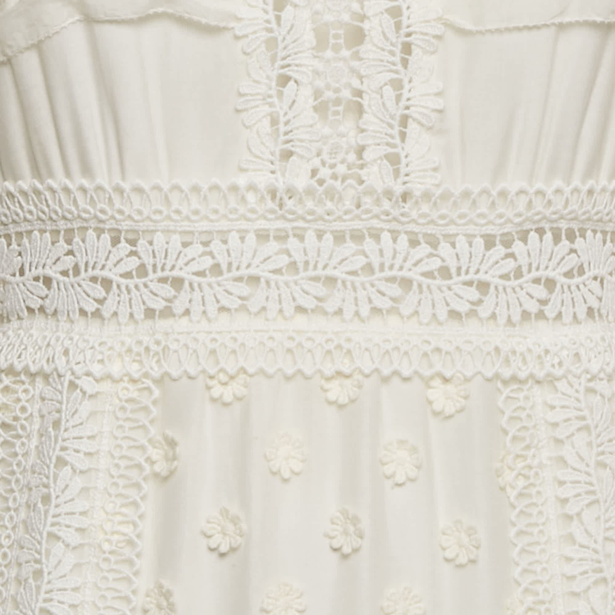 White Lace Insert Cotton Midi Dress Dress