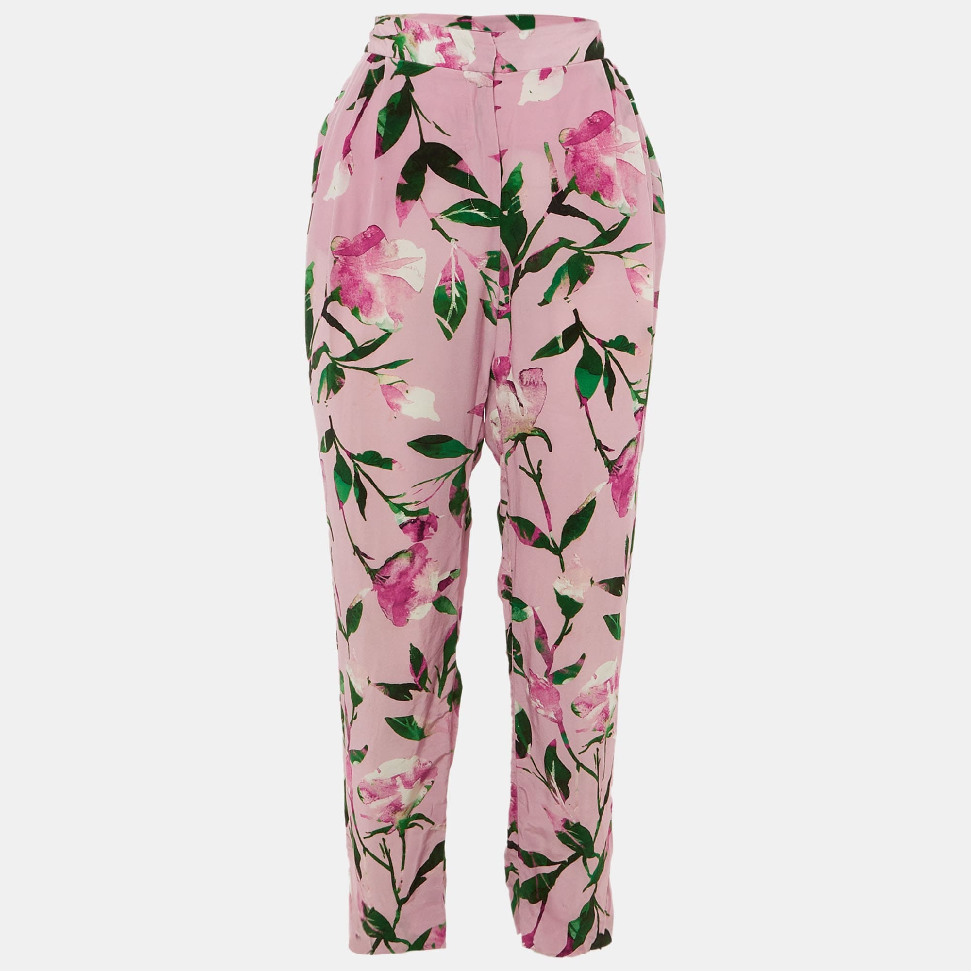 BLEND Pink Floral Pint Silk Blend Trousers