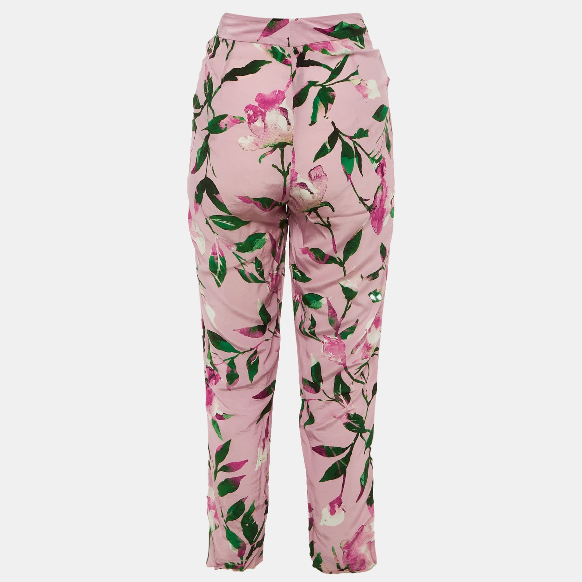 BLEND Pink Floral Pint Silk Blend Trousers