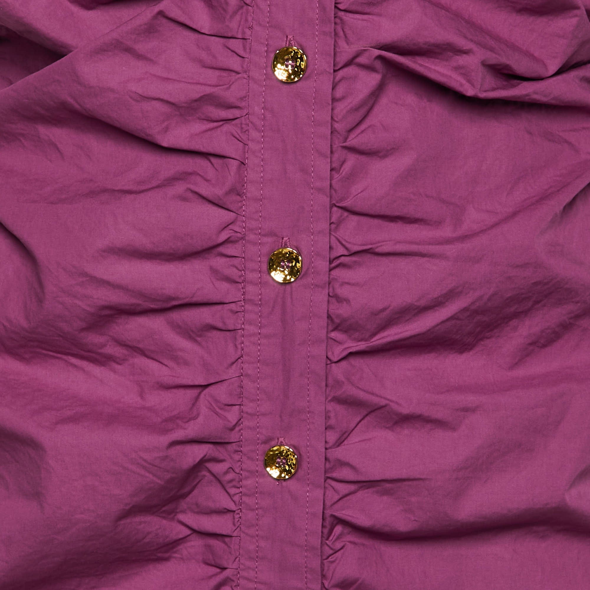 Purple Wine Cotton Ruched Midi Dress