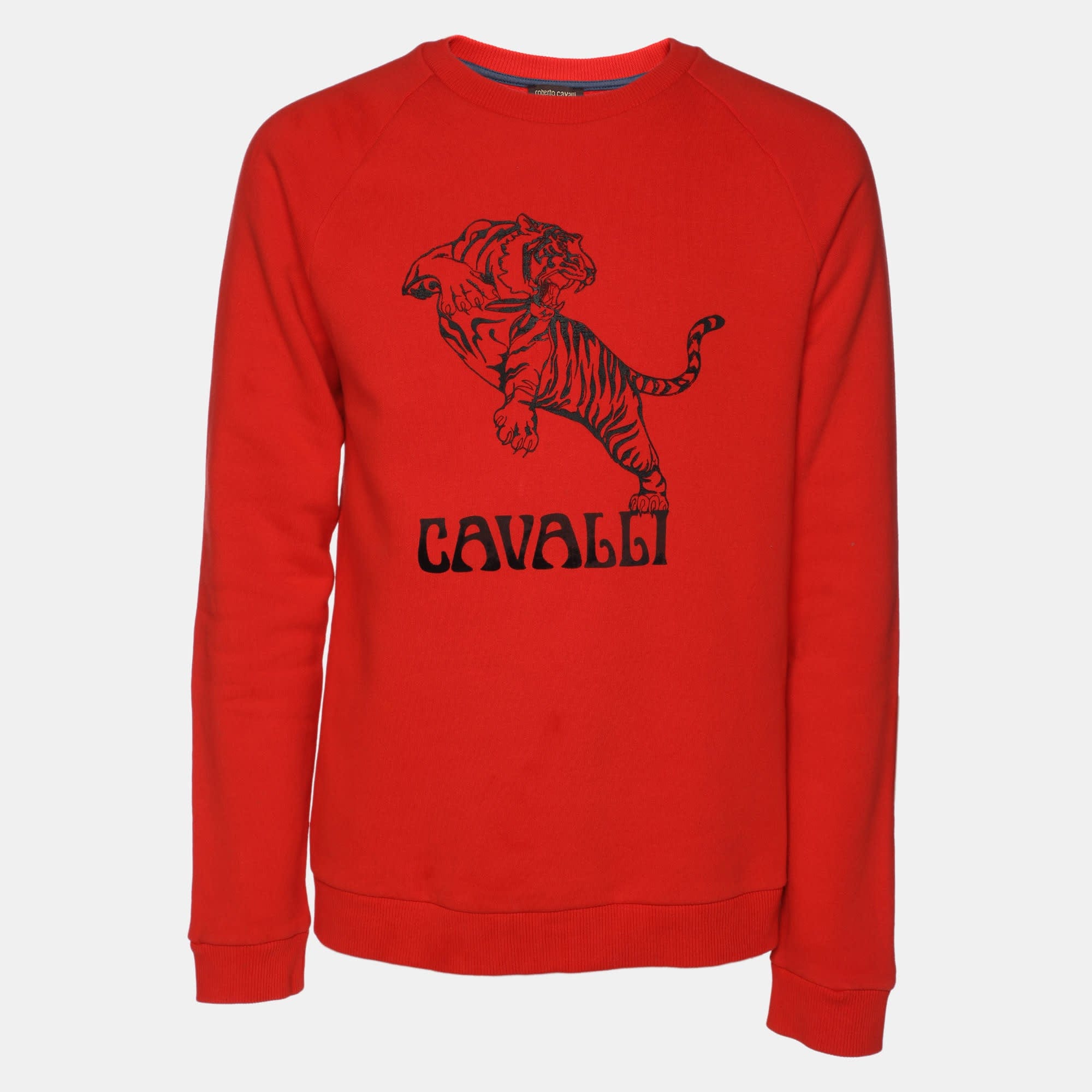 BLEND Orange Cotton Knit Blend Tiger Print Sweatshirt