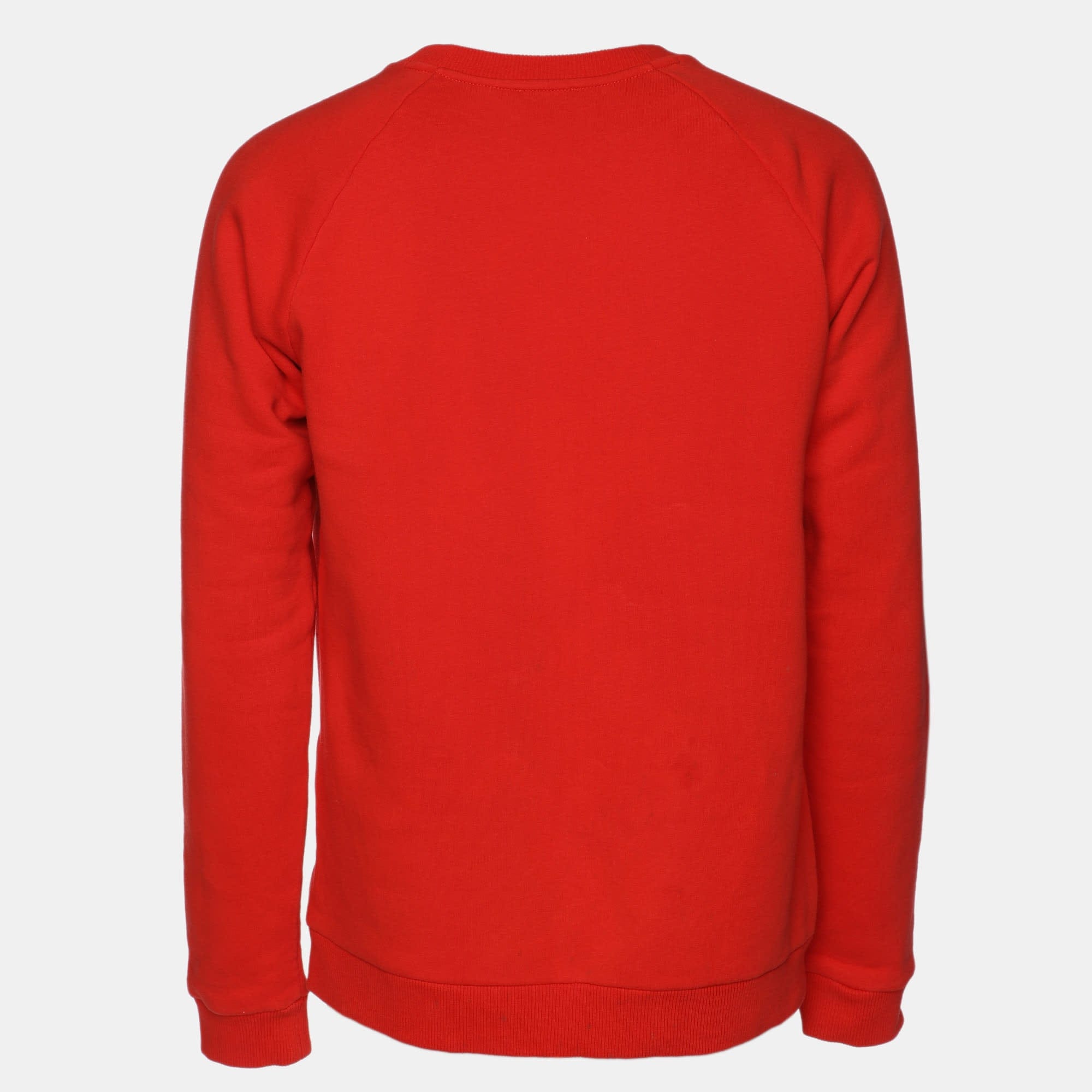 BLEND Orange Cotton Knit Blend Tiger Print Sweatshirt