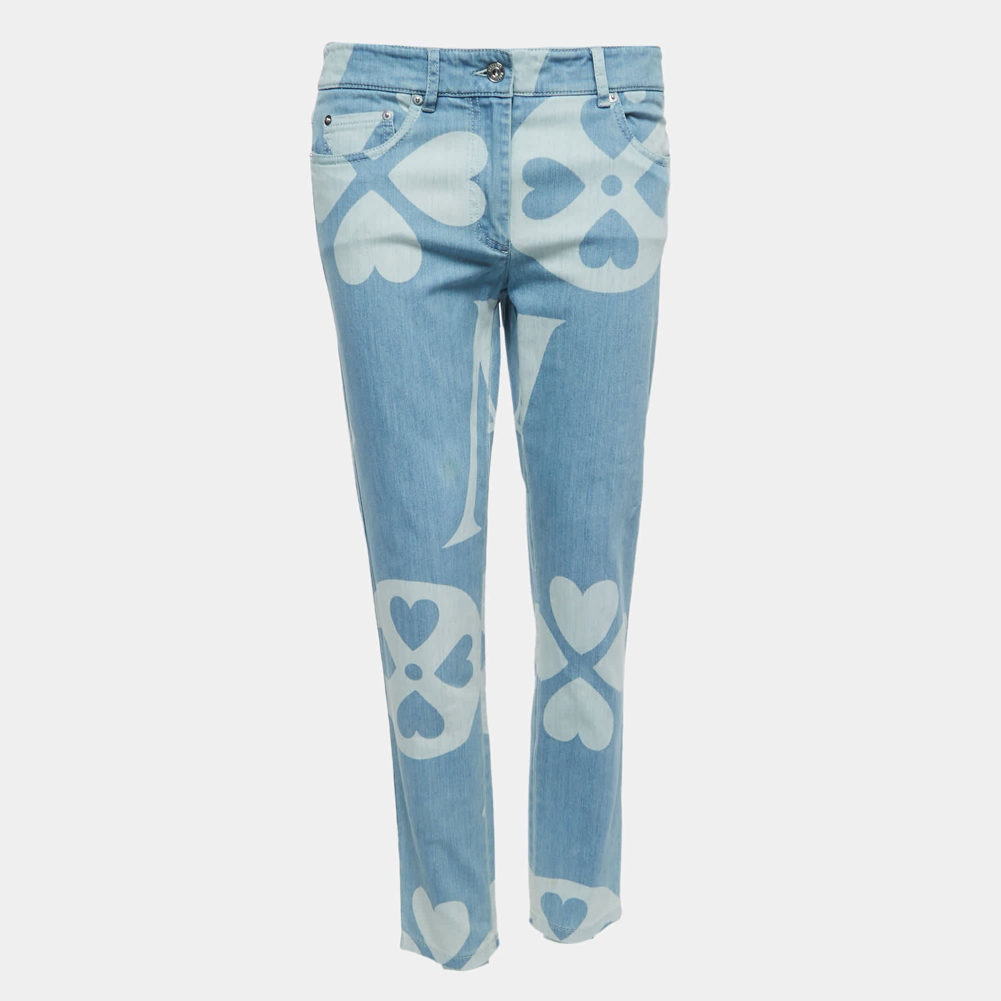 Couture Blue Logo Patterned Denim Jeans M Waist 32"