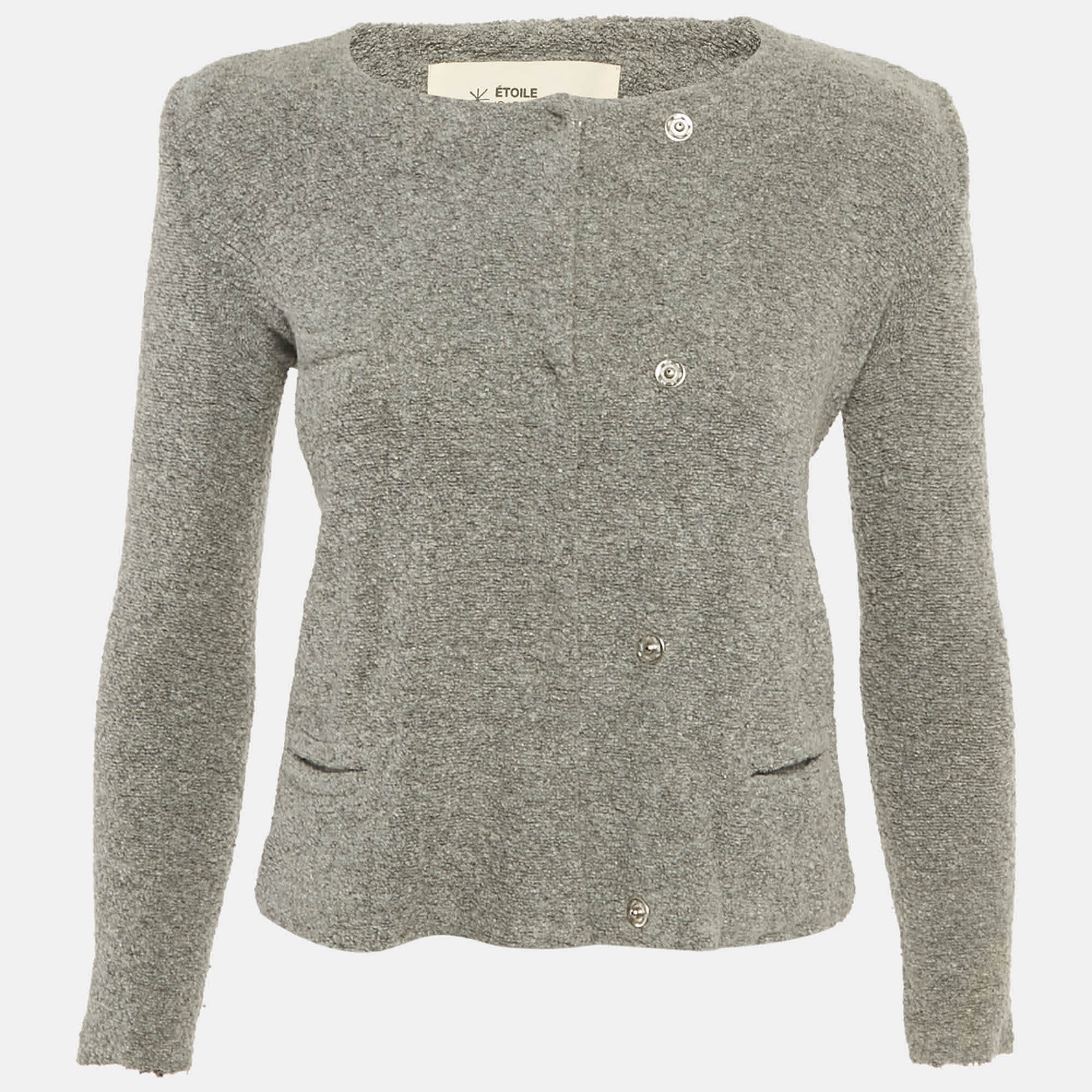 Isabel Marant Etoile Grey Textured Knit Button Front Cardigan