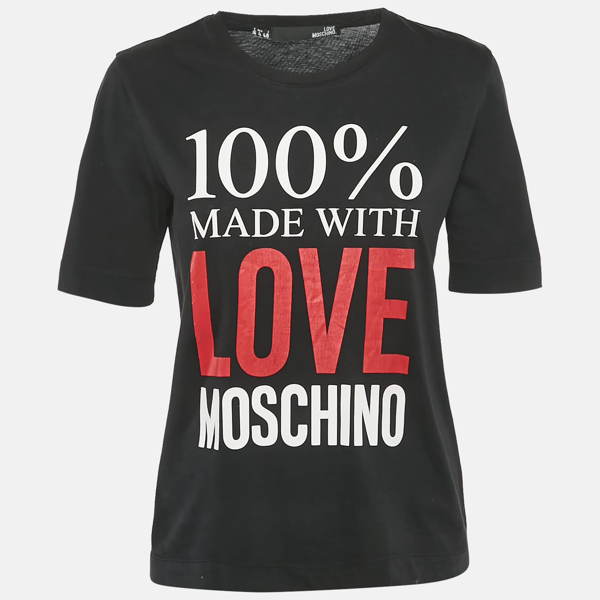 MADE WITH LOVE Black 100% Made With Love Logo Print Cotton T - Shirt