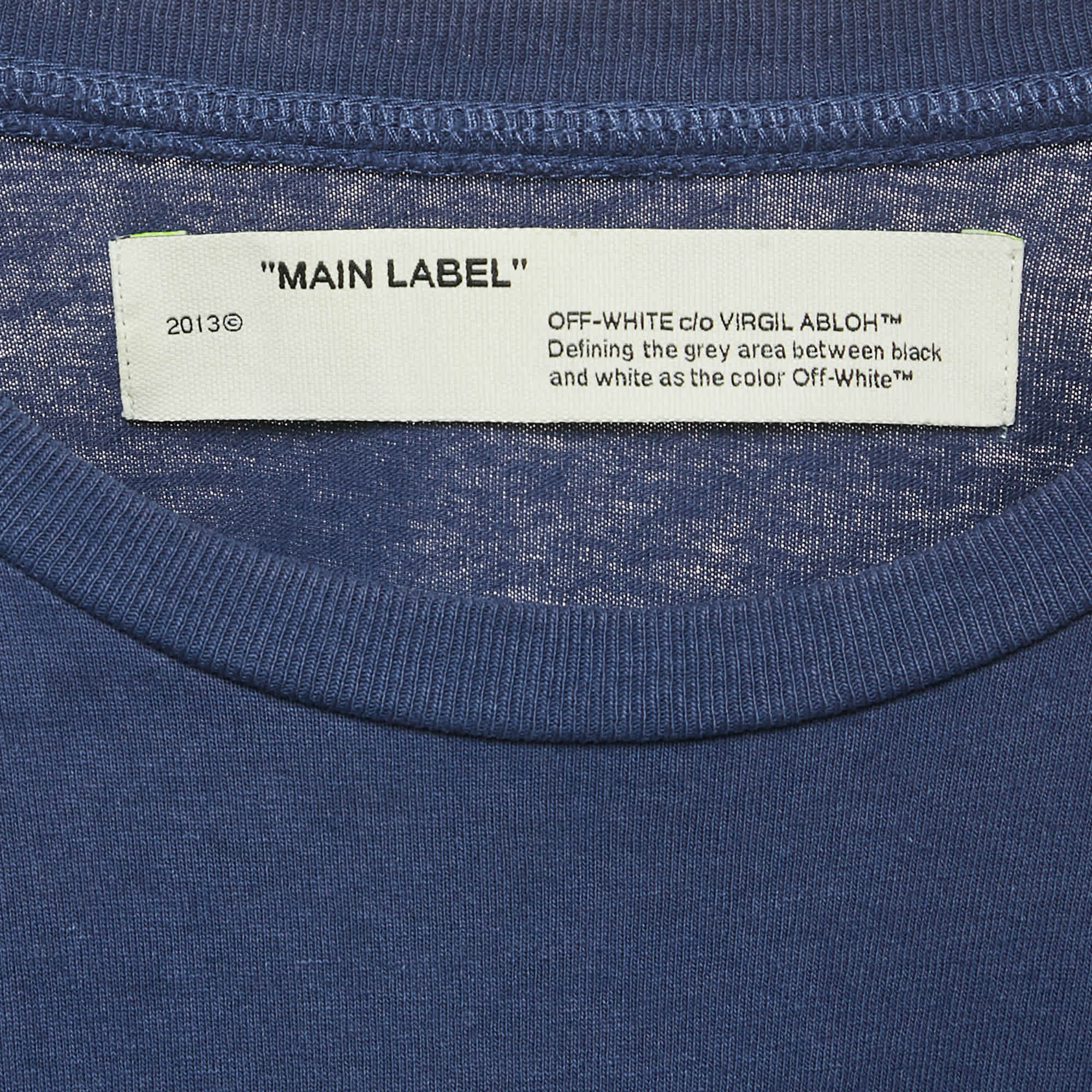 Blue Printed Cotton Knit Crew Neck Oversized T - Shirt Xs