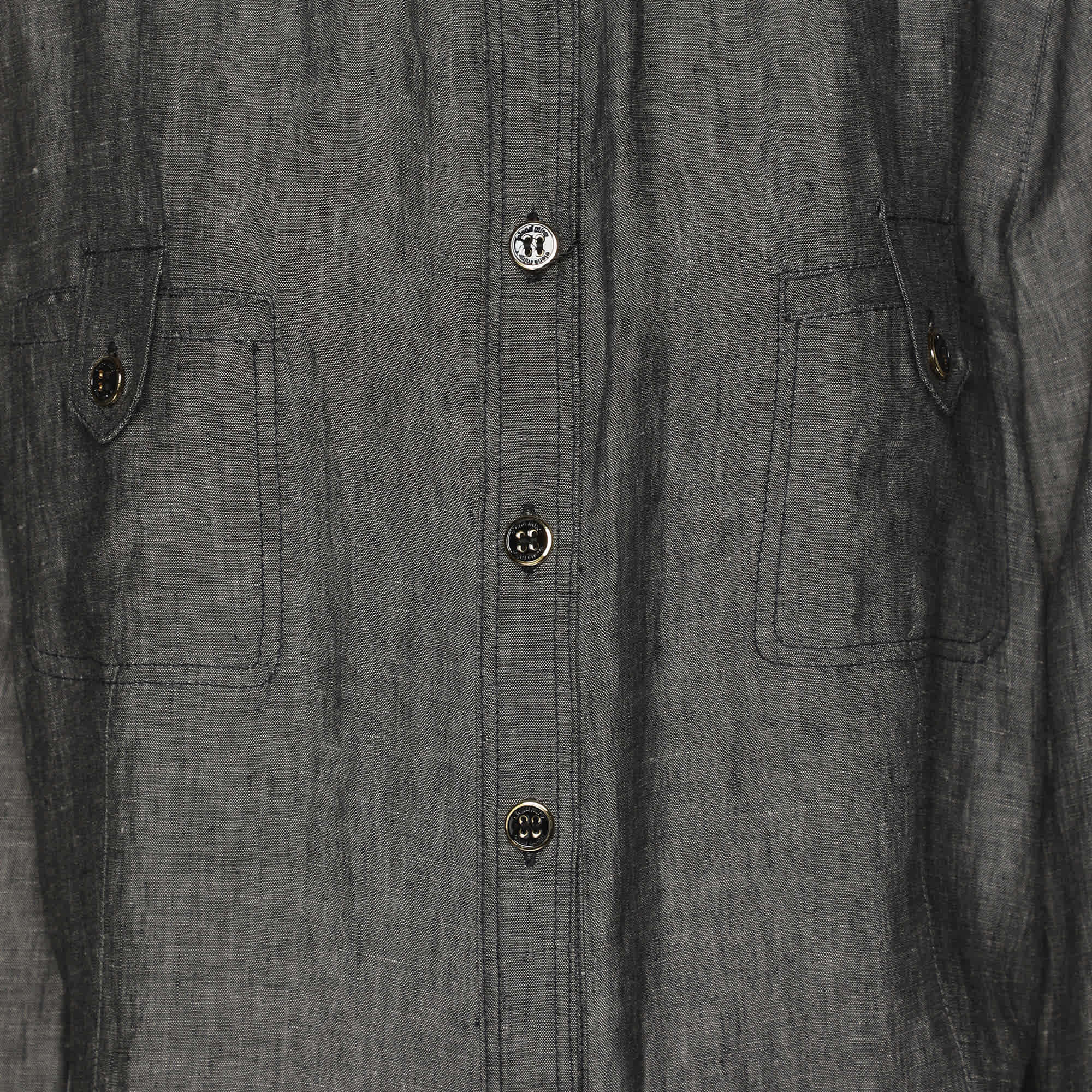Elena Miro Grey Linen Marble Stirup Long Sleeve Shirt