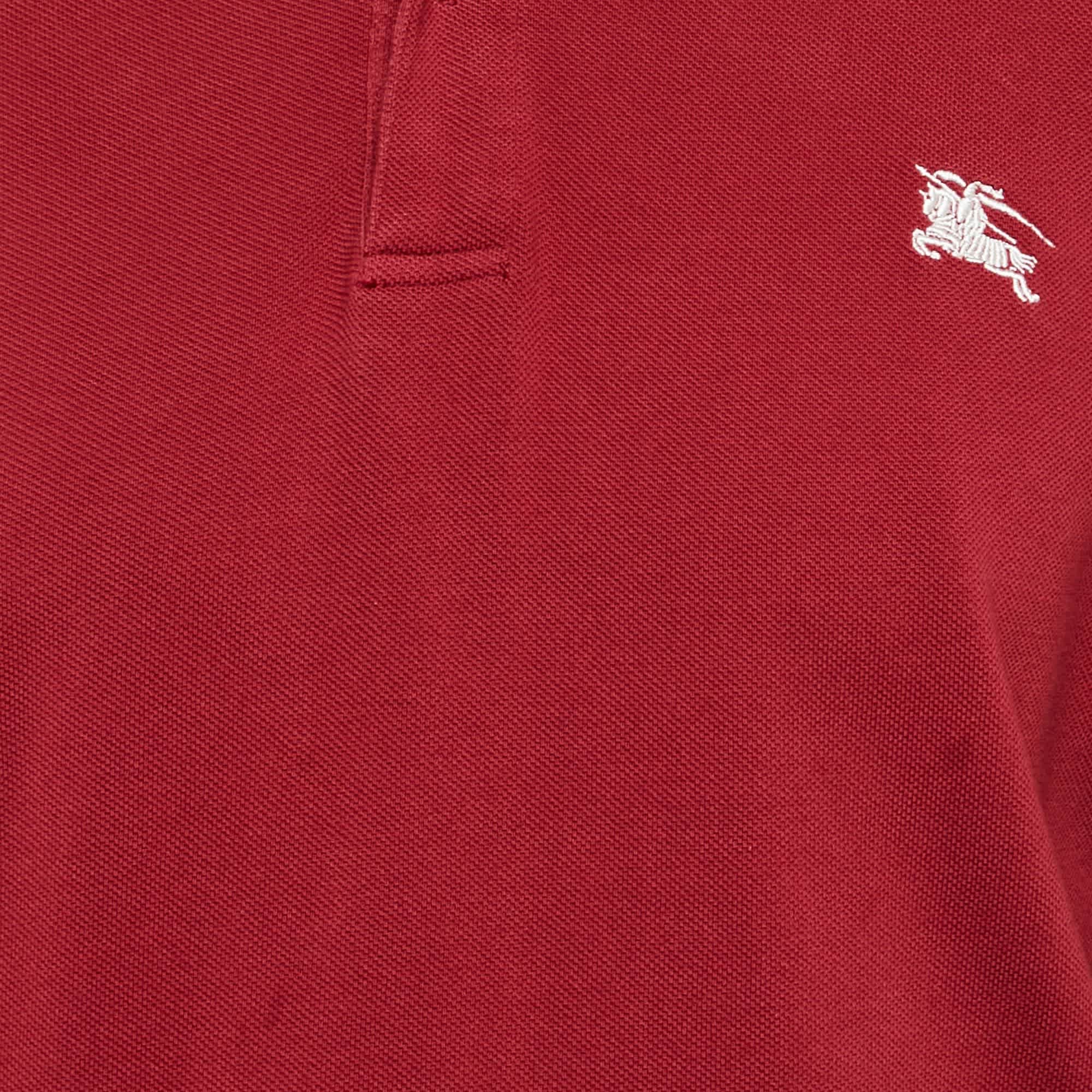 Logo Brit Red Logo Embroidered Cotton Pique Polo T - Shirt Xl