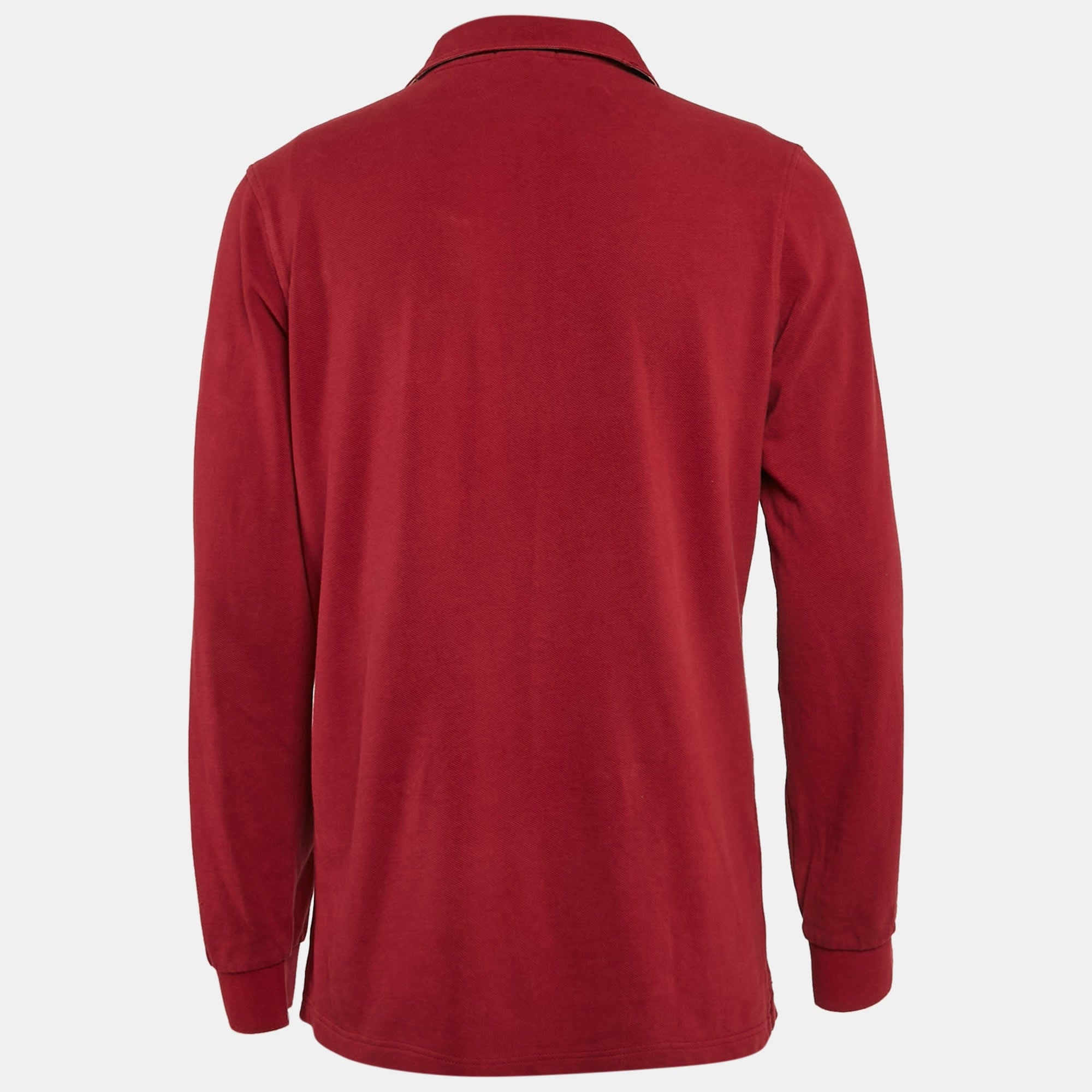 Logo Brit Red Logo Embroidered Cotton Pique Polo T - Shirt Xl