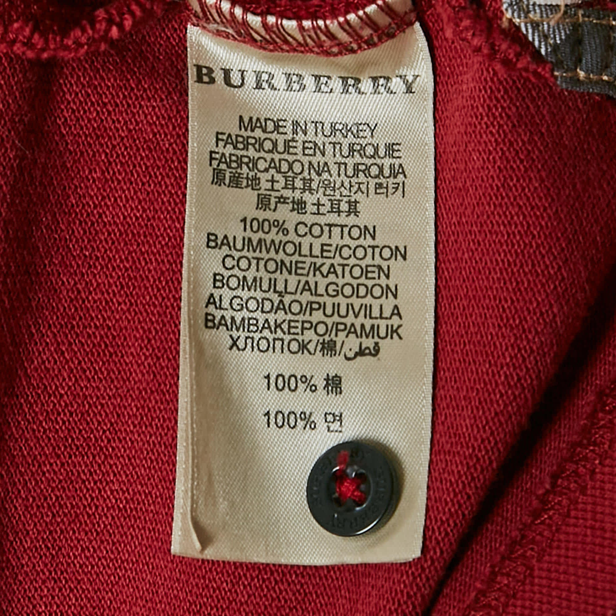 Logo Brit Red Logo Embroidered Cotton Pique Polo T - Shirt Xl