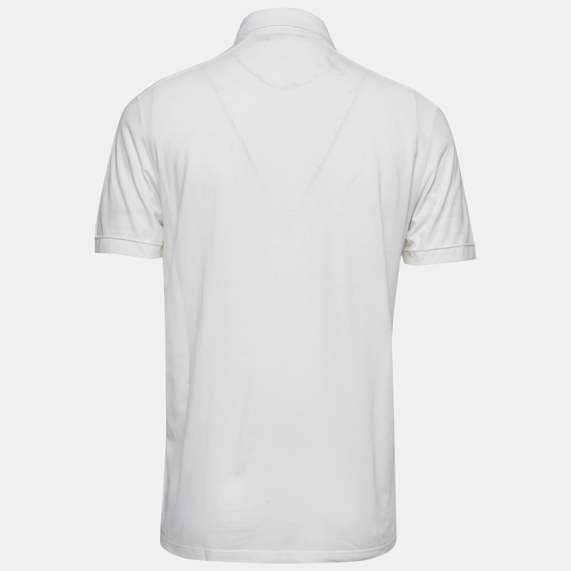 White Cotton Knit Button Front Lapra Shirt