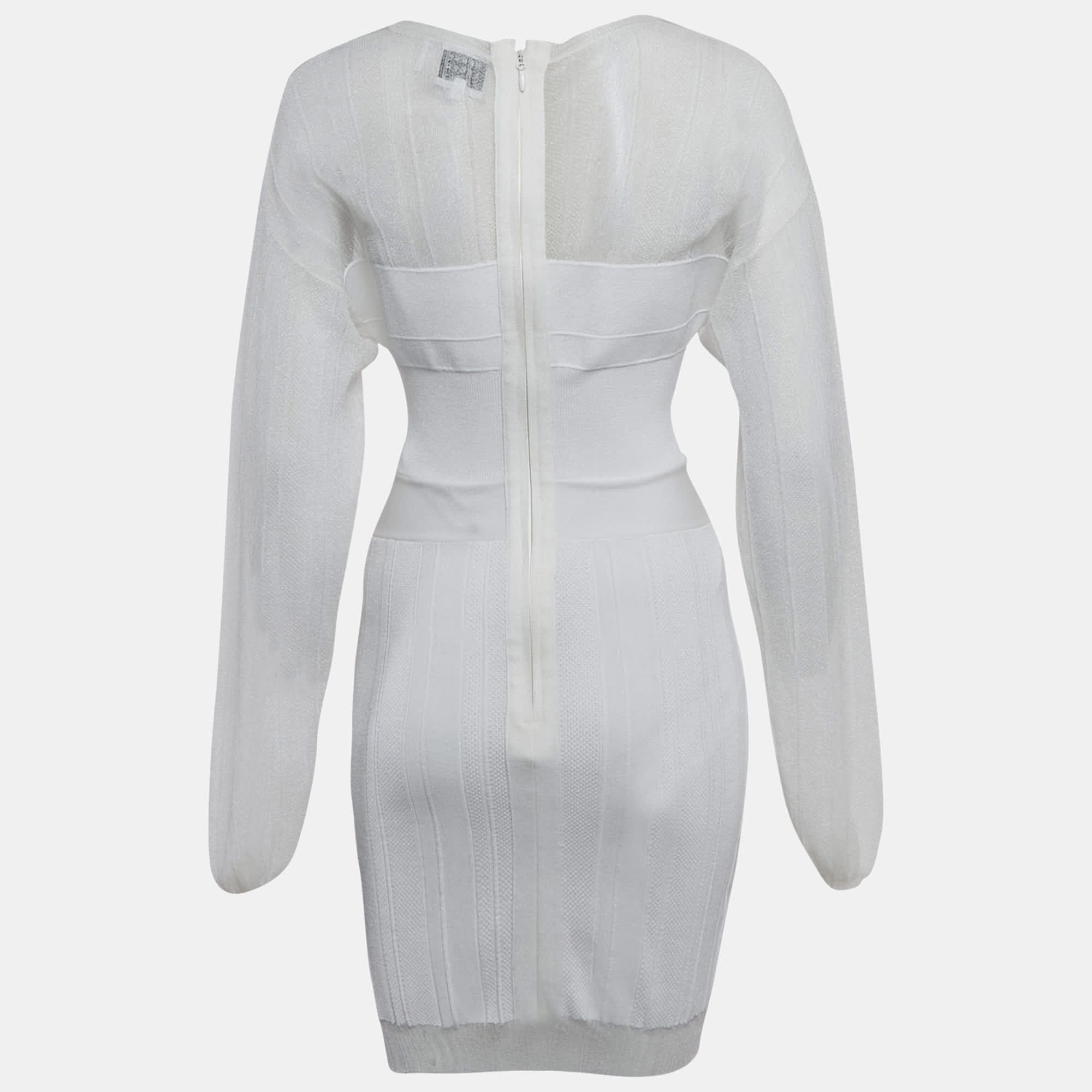 White Jersey Long Sleeve Mini Dress