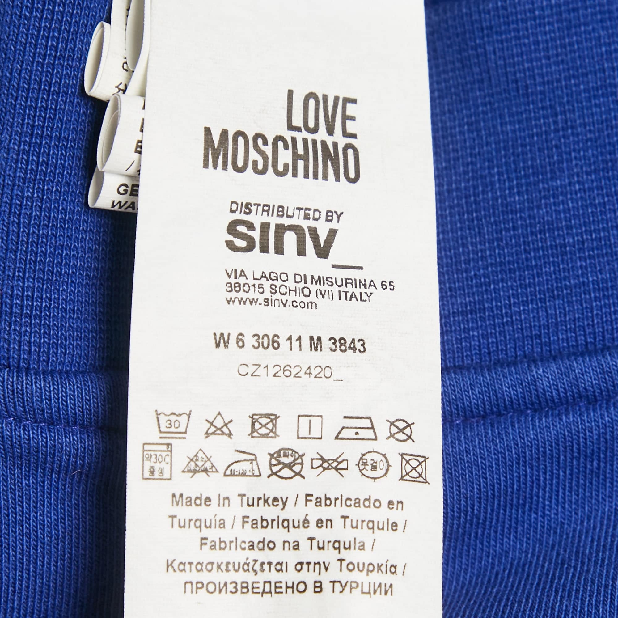 Blue Printed Cotton Crew Neck Sweatshirt