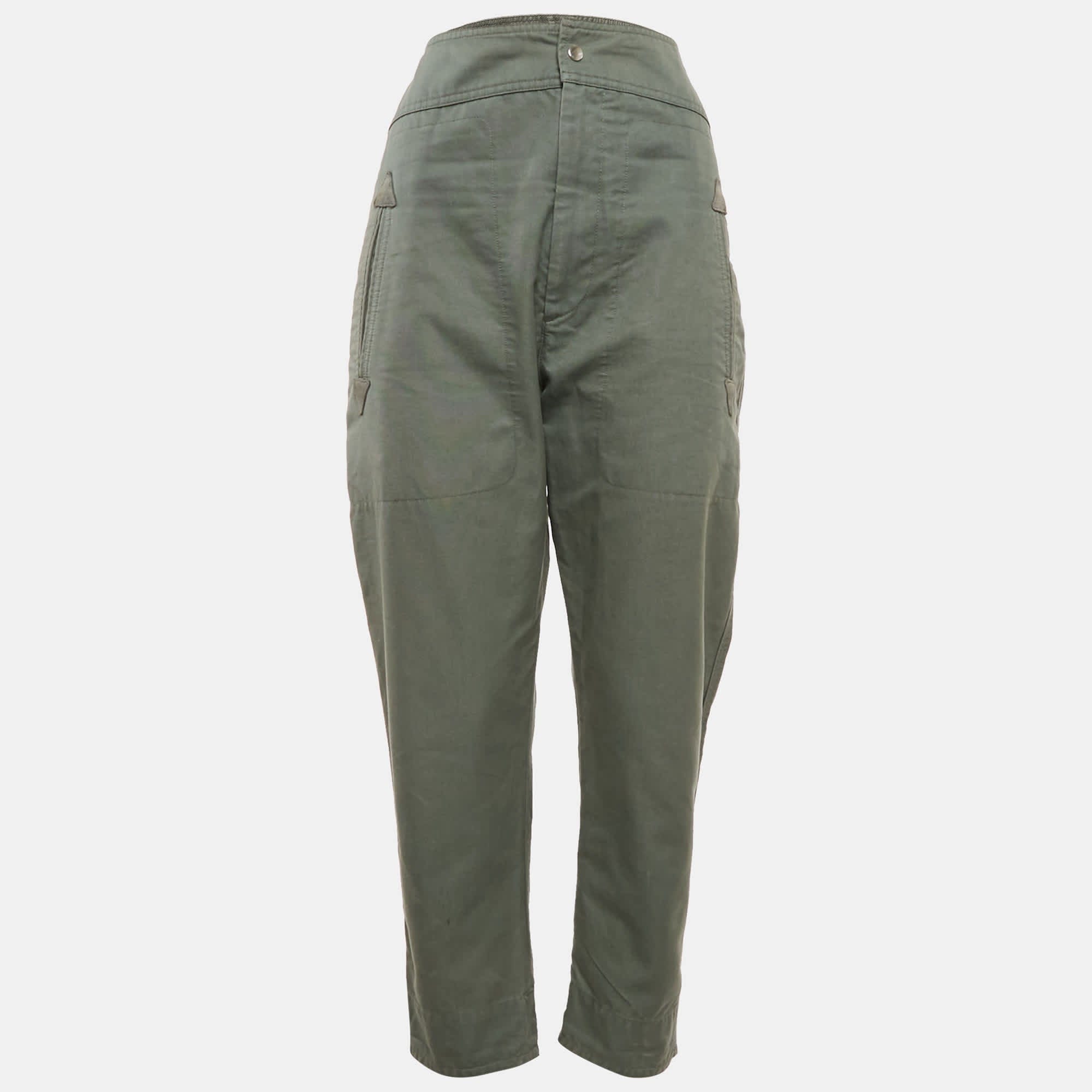 Etoile Green Cotton Tapered Raluniae Trousers