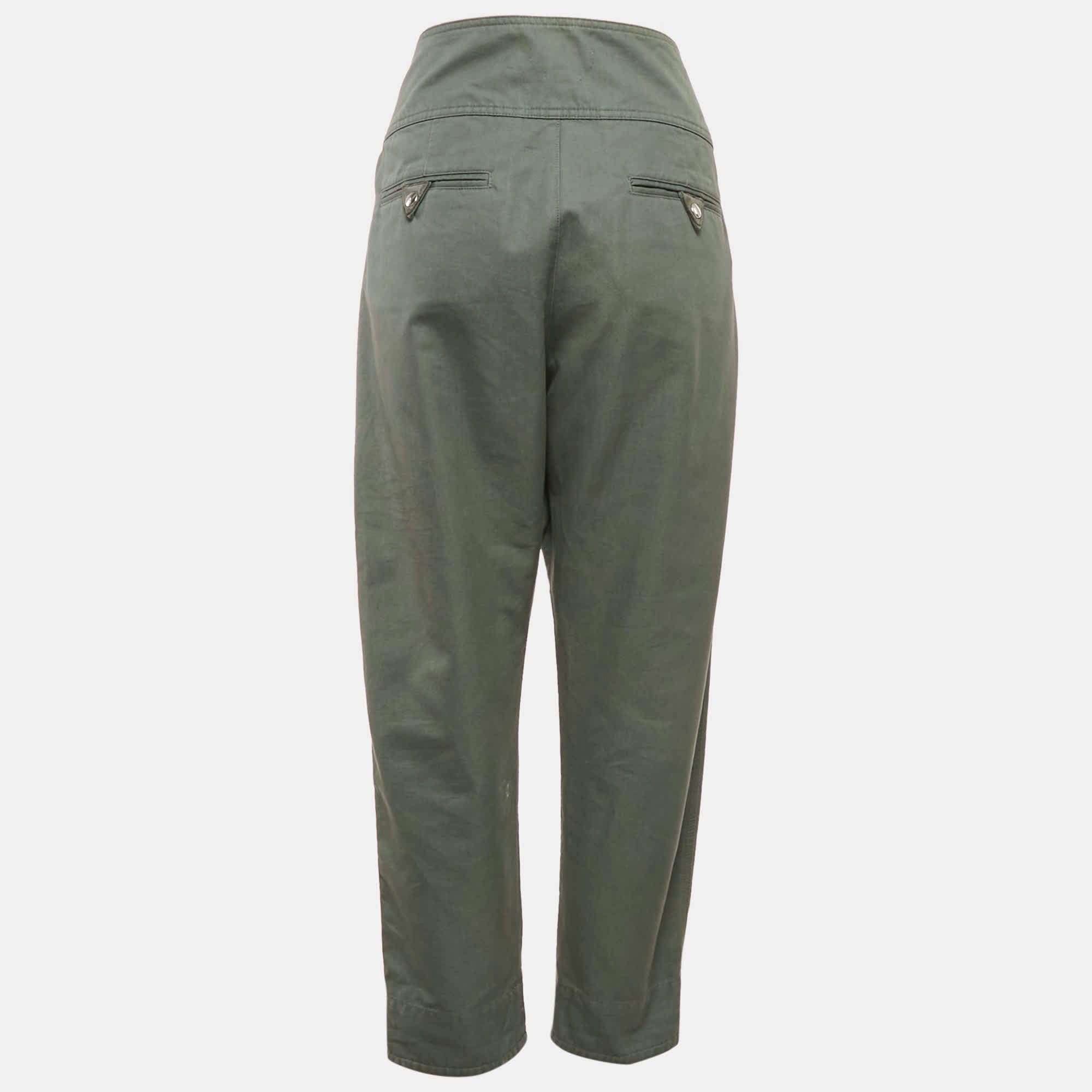 Etoile Green Cotton Tapered Raluniae Trousers