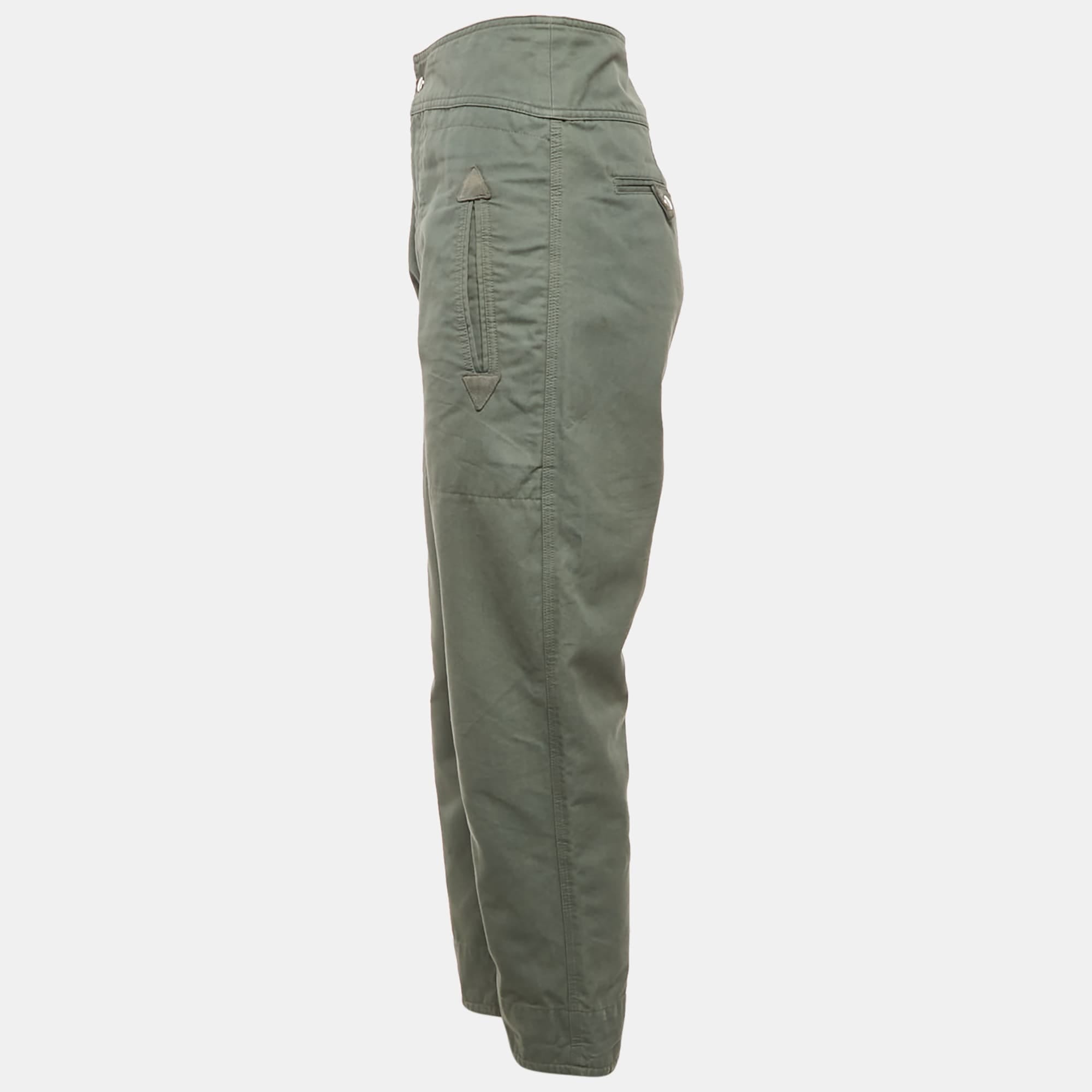 Etoile Green Cotton Tapered Raluniae Trousers