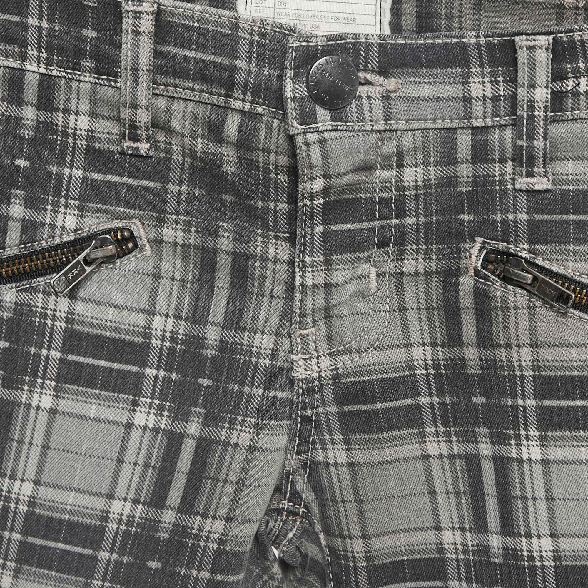 SOHO Grey Plaid Cotton Soho Zip Stiletto Pants S Waist 24"