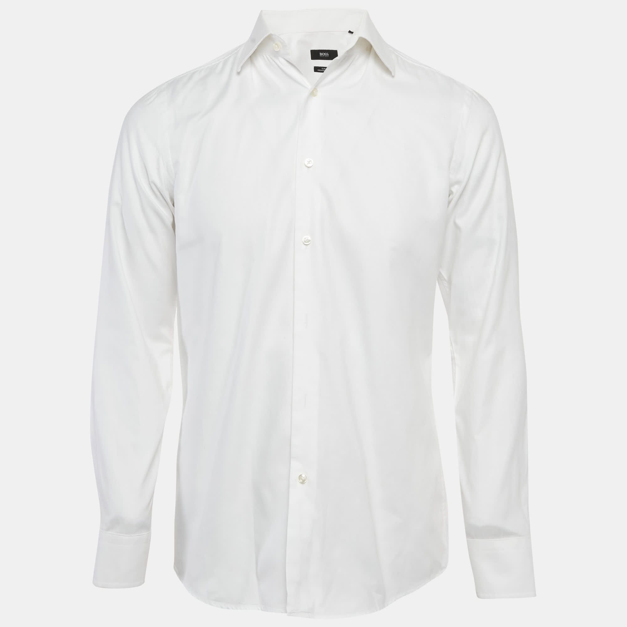White Cotton Slim Fit Shirt