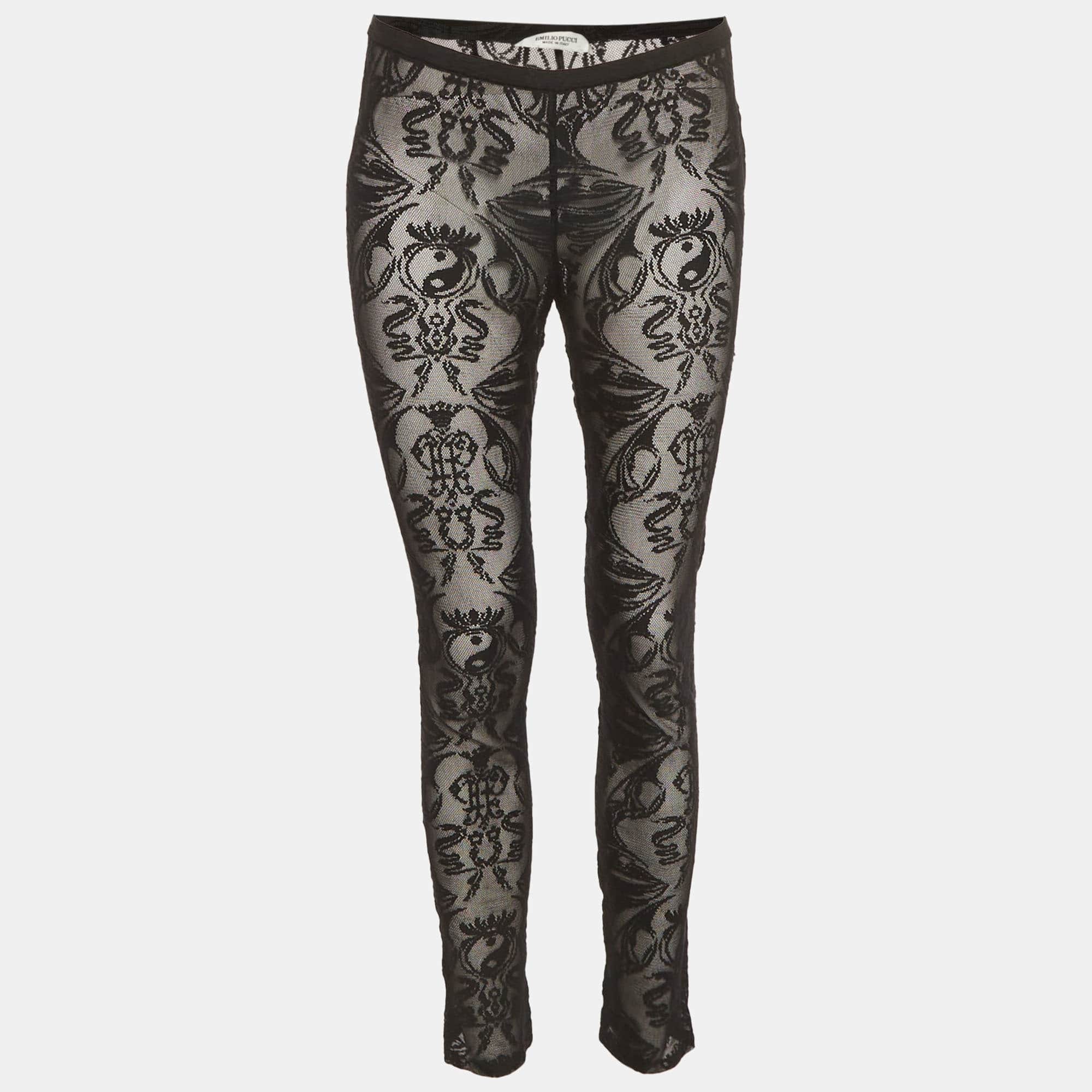 Emilio Pucci Black Lace Straight Trousers