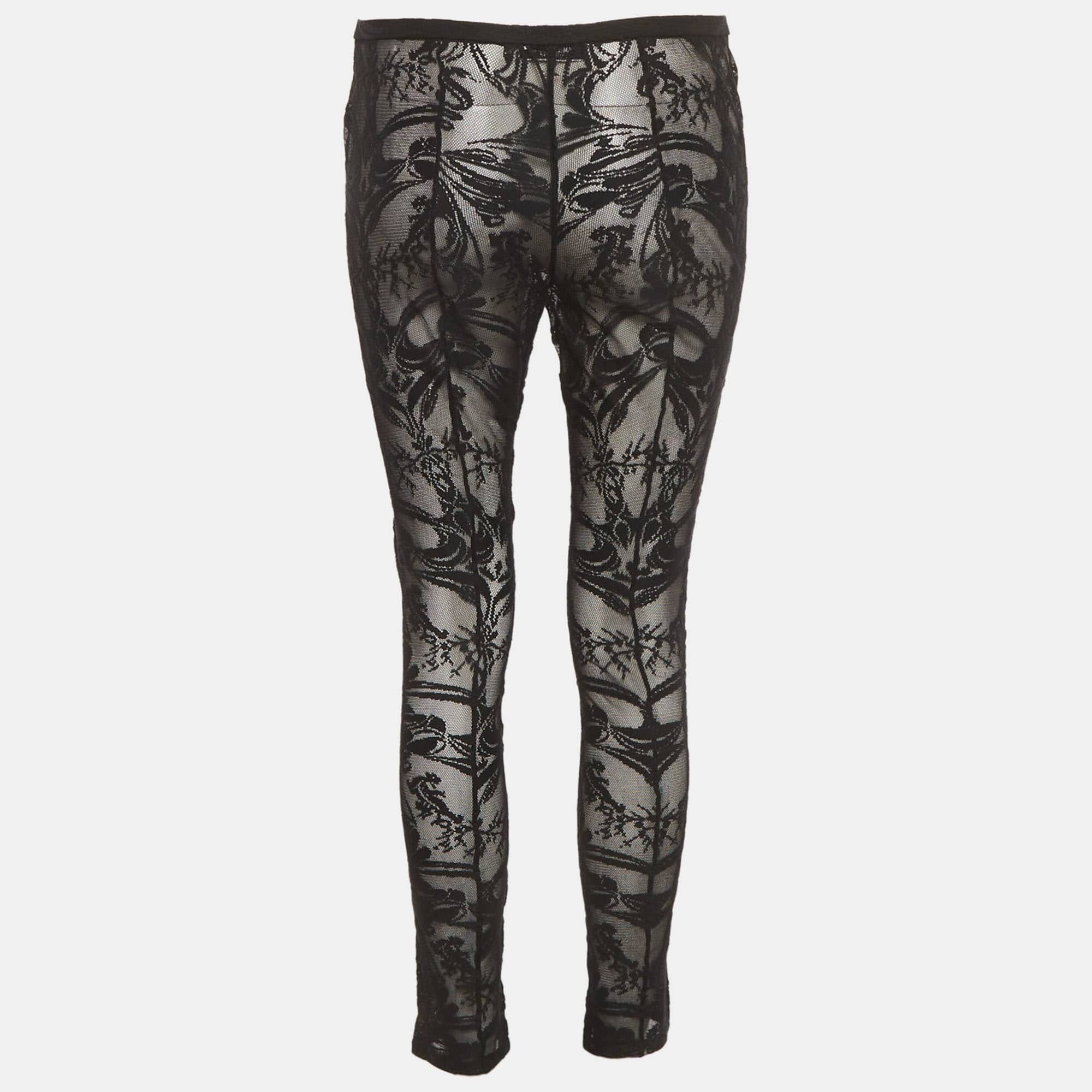 Emilio Pucci Black Lace Straight Trousers