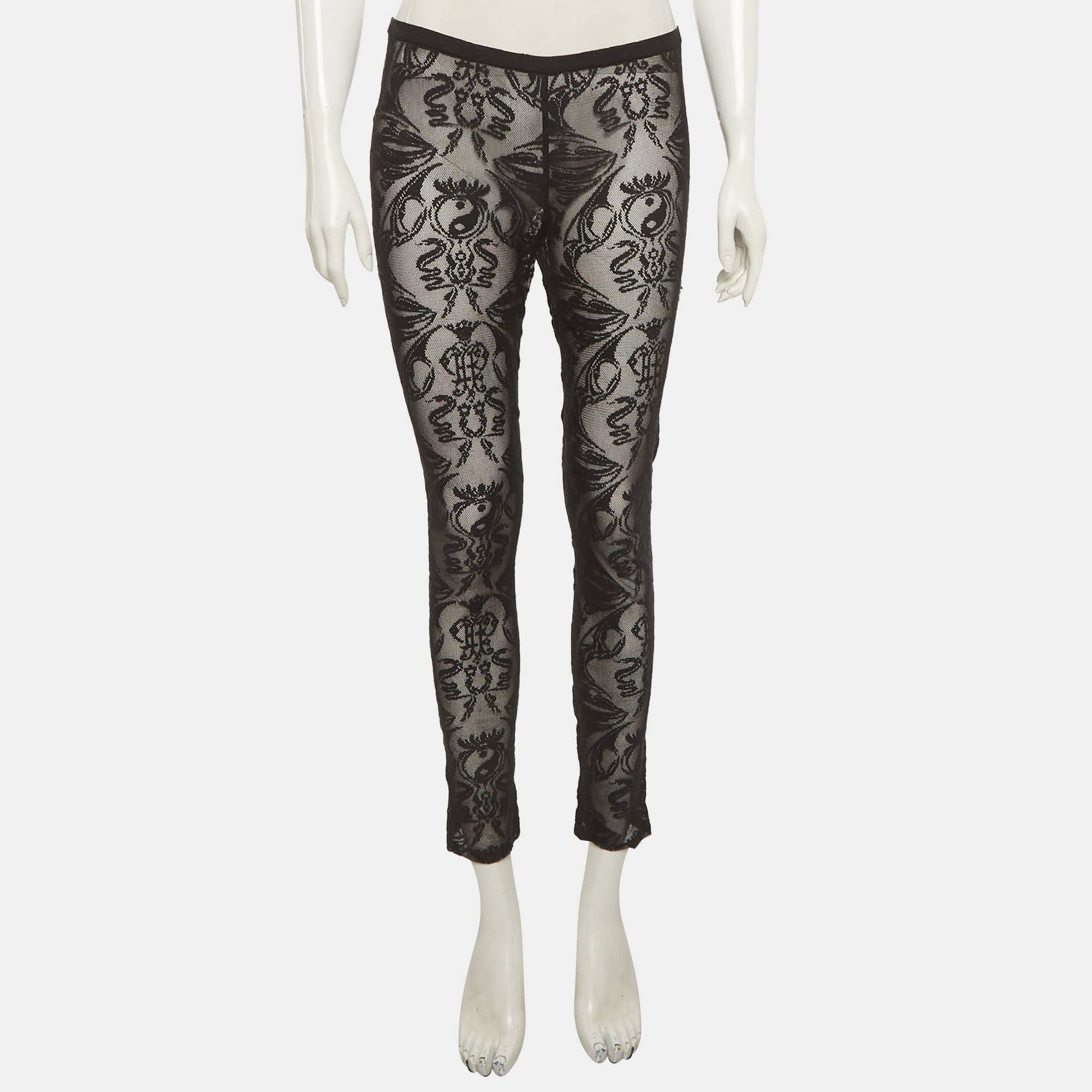 Emilio Pucci Black Lace Straight Trousers
