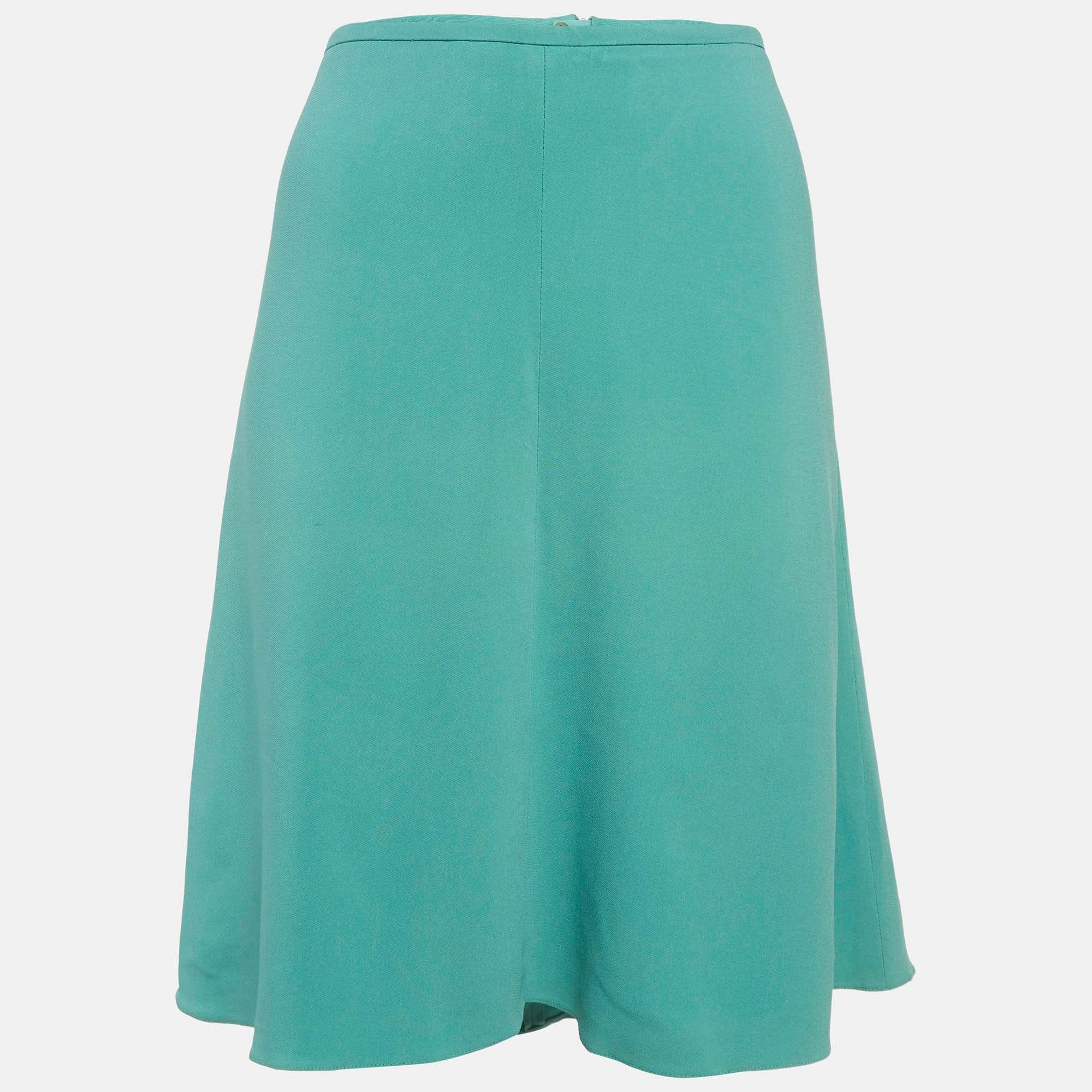 Armani Collezioni Green Crepe Flared Mini Skirt