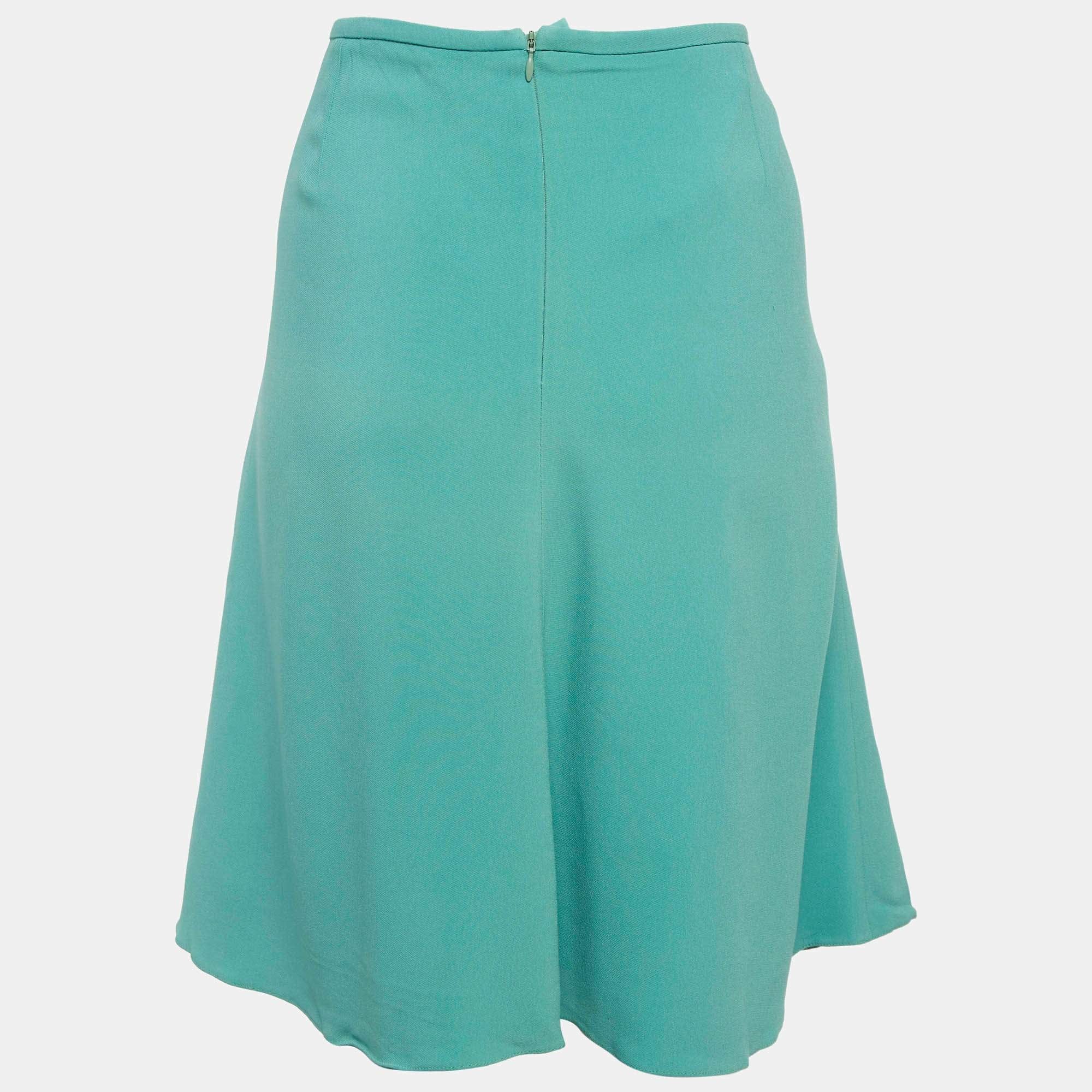 Armani Collezioni Green Crepe Flared Mini Skirt