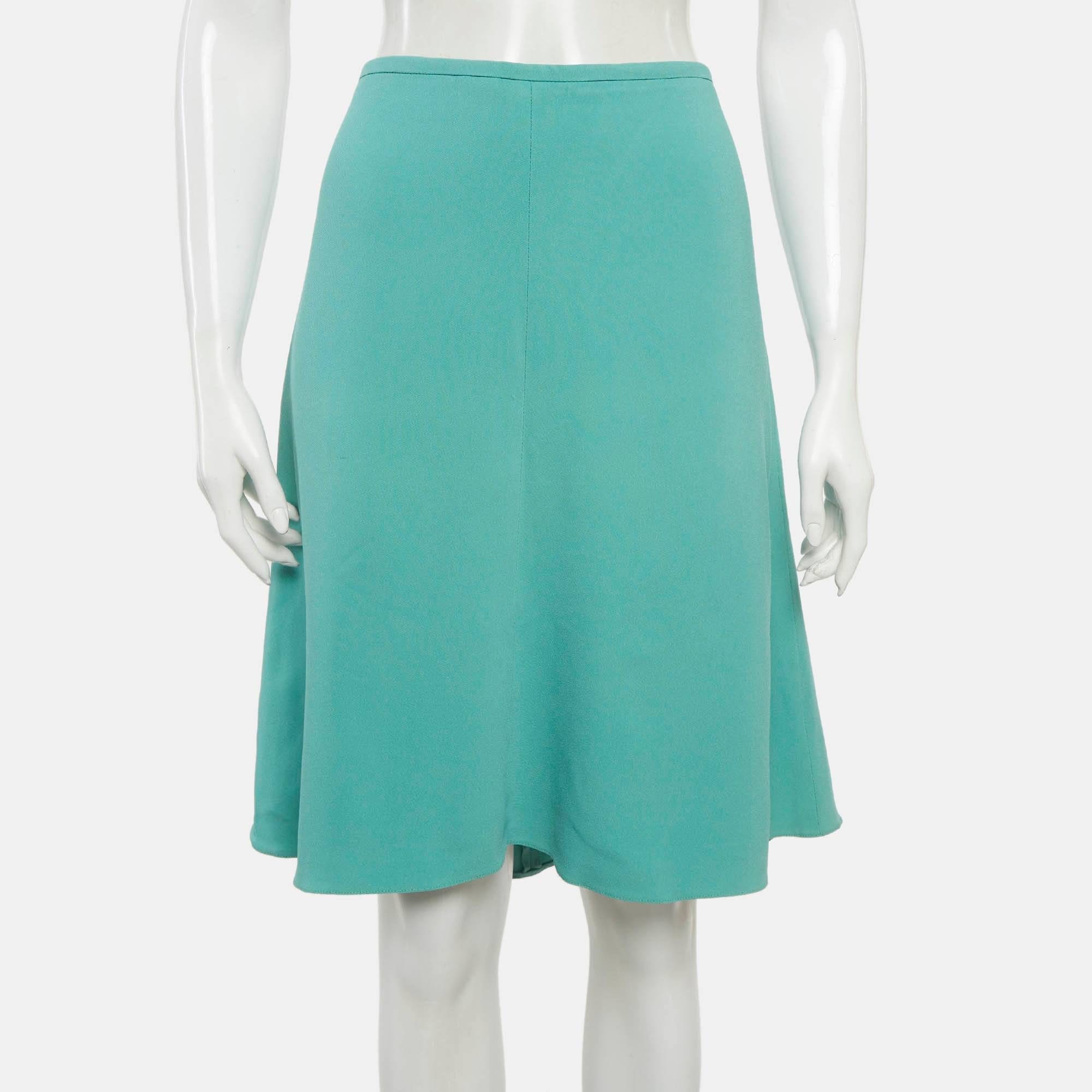 Armani Collezioni Green Crepe Flared Mini Skirt