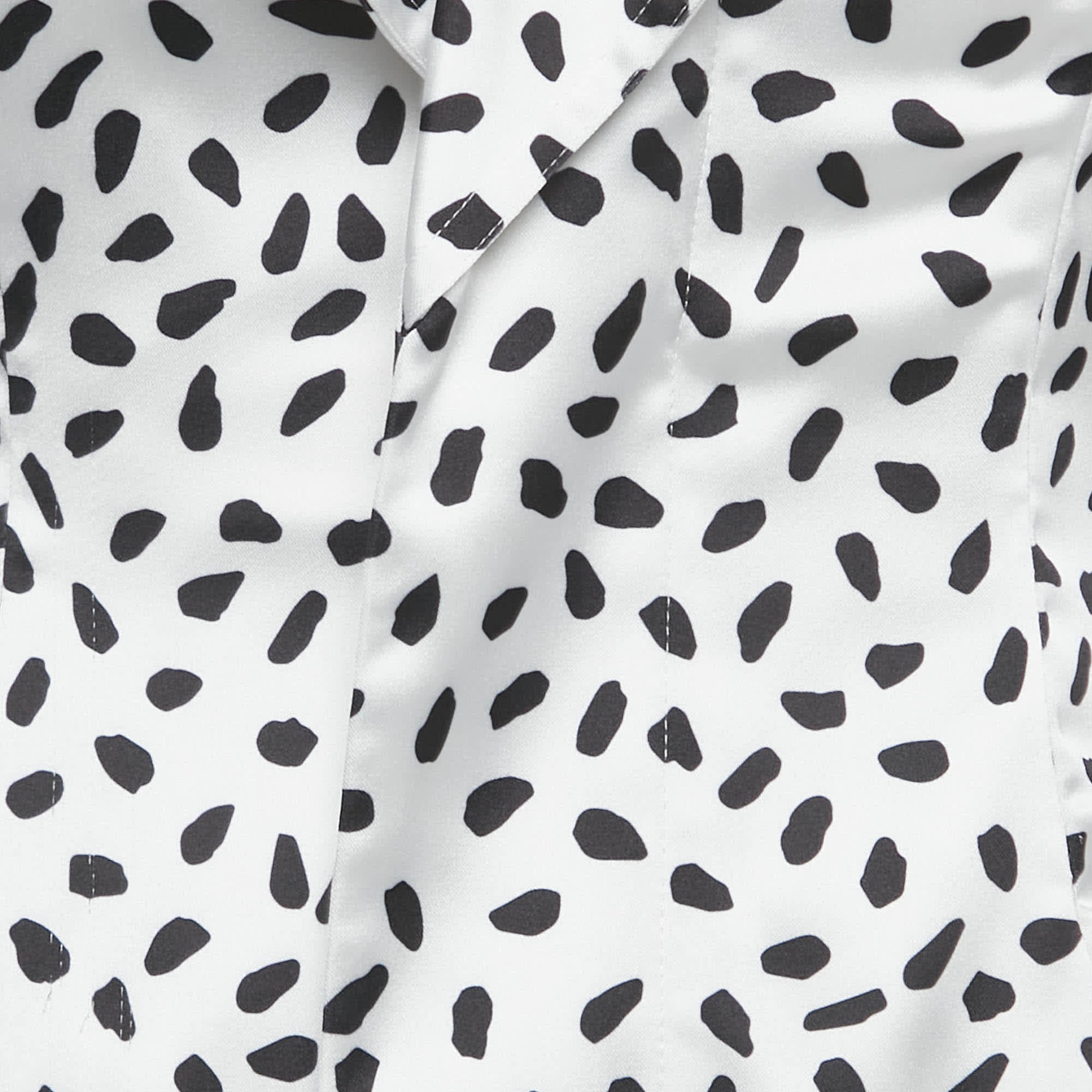 White Dotted Satin One Shoulder Mini Dress