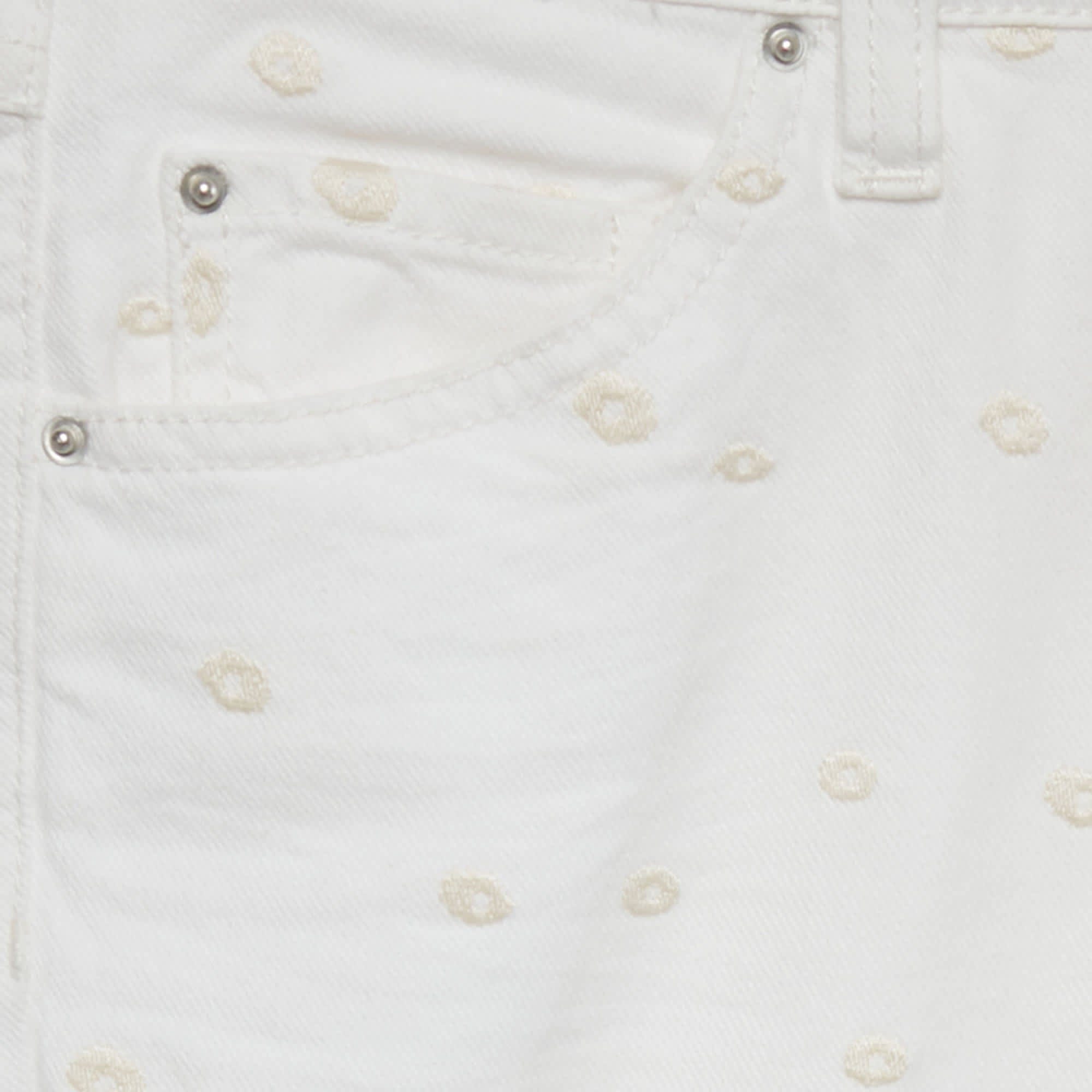 WHITE* étoile White Embroidered Denim Rumba Jeans S Waist 27"